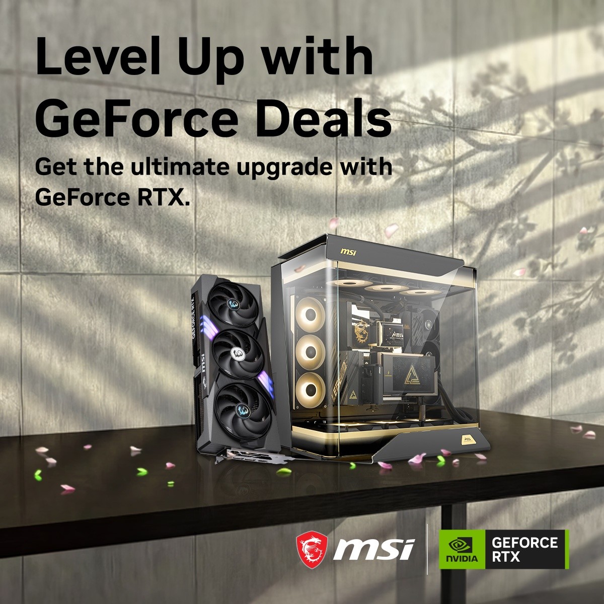 BestBuy It Mall Facebook ad: Level Up with GeForce Deals.