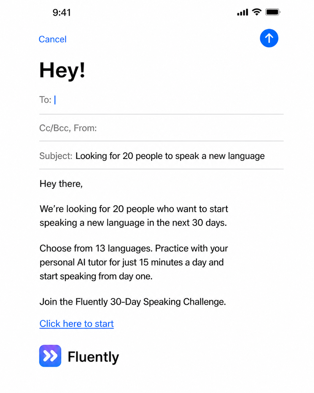 Fluently - AI English Tutor Facebook ad: Take the quiz