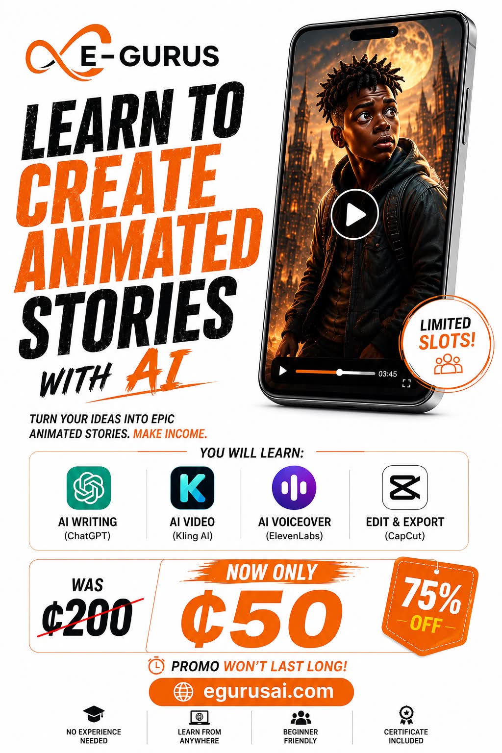 E-gurus Digital Solutions Facebook ad: Learn, Create & Earn