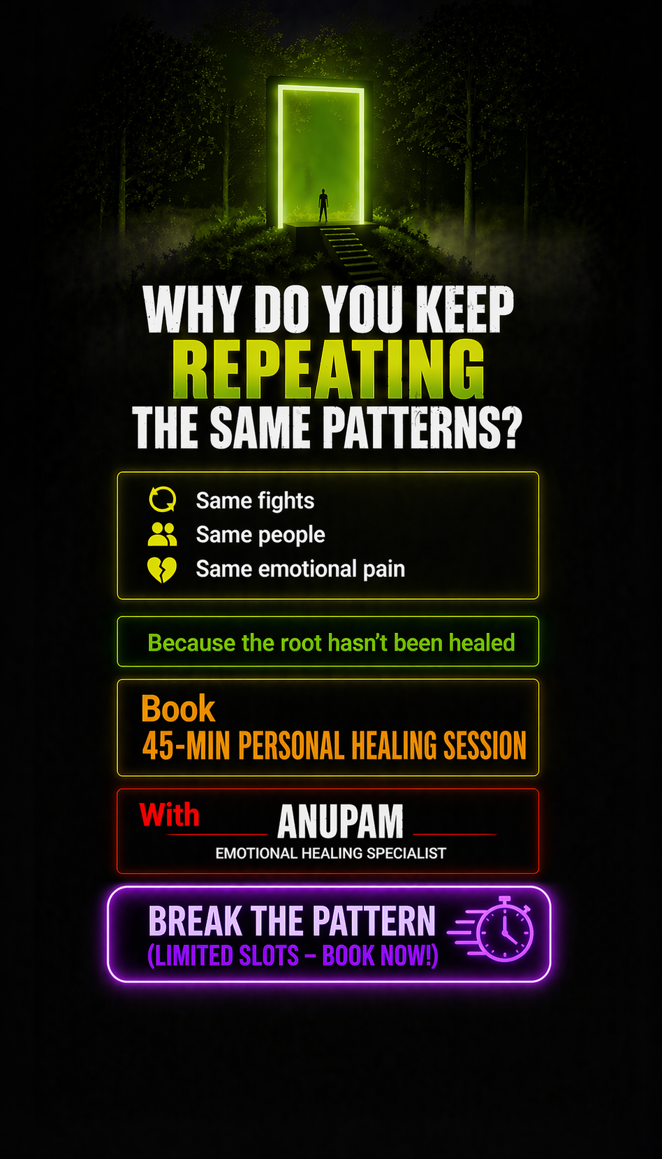 Heal With Anupam Facebook ad: Stop Living The Same Cycle