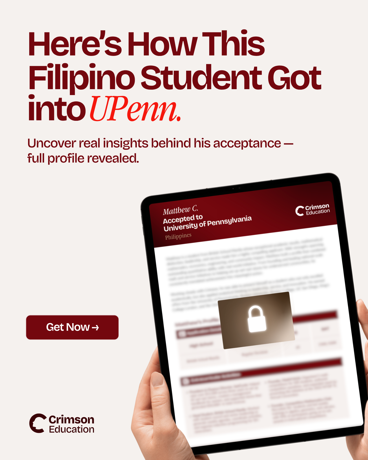 Crimson Education Facebook ad