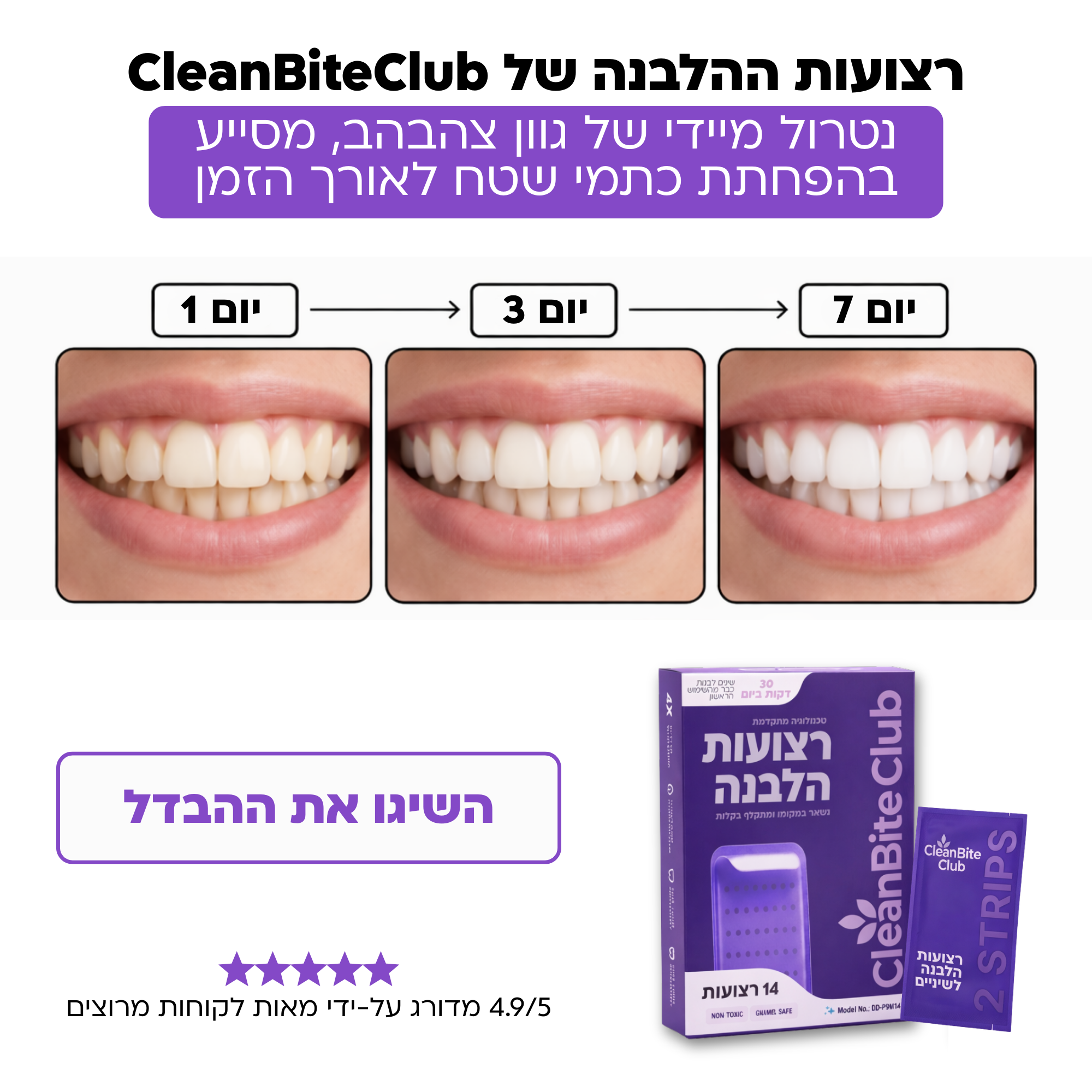 המלצות על הלבנת שיניים Facebook ad: ניסיתם רצועות הלבנה בעבר ושנאתם את הרגישות? זה שונה
