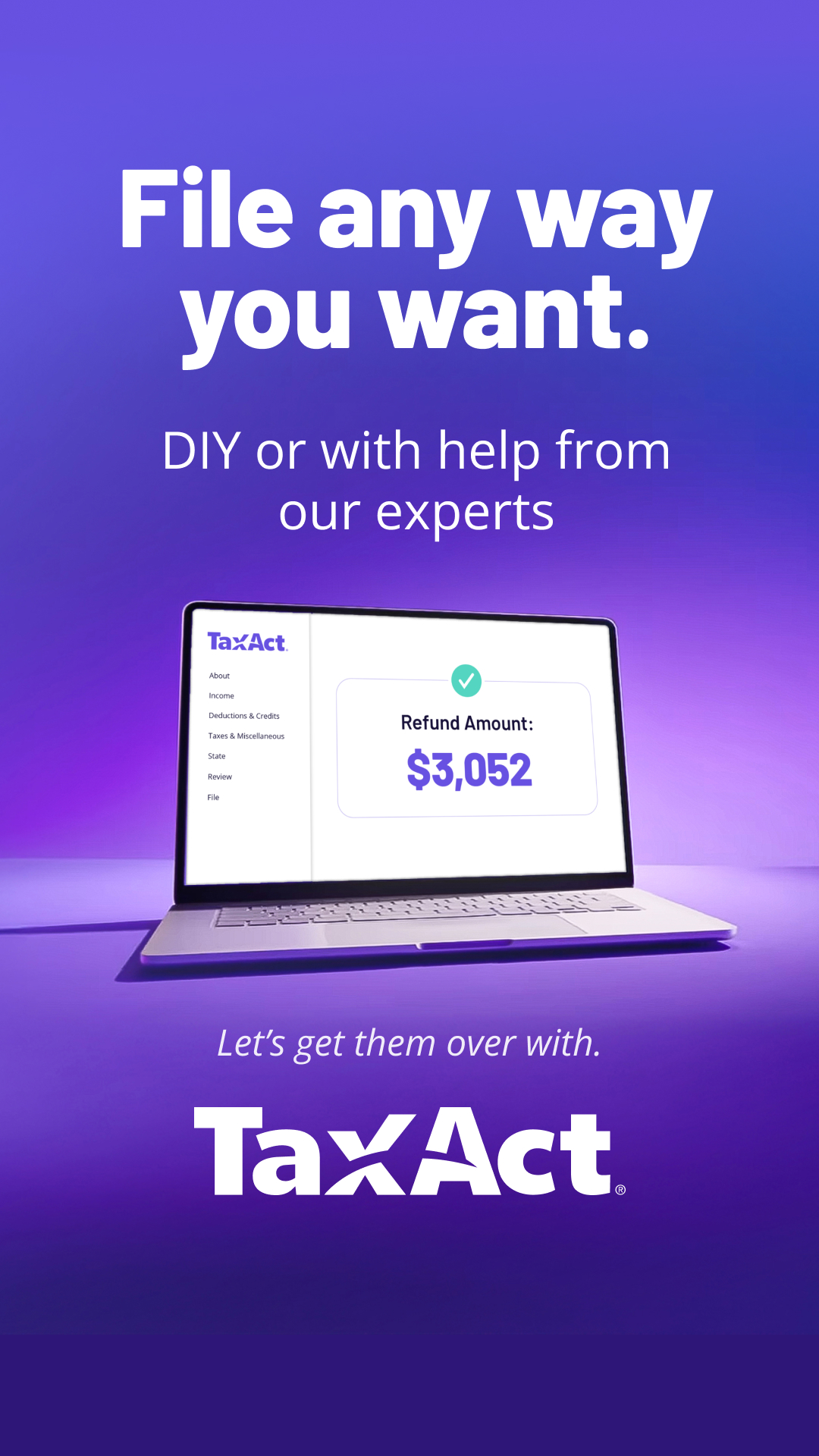 TaxAct Facebook ad from Feb 2, 2026