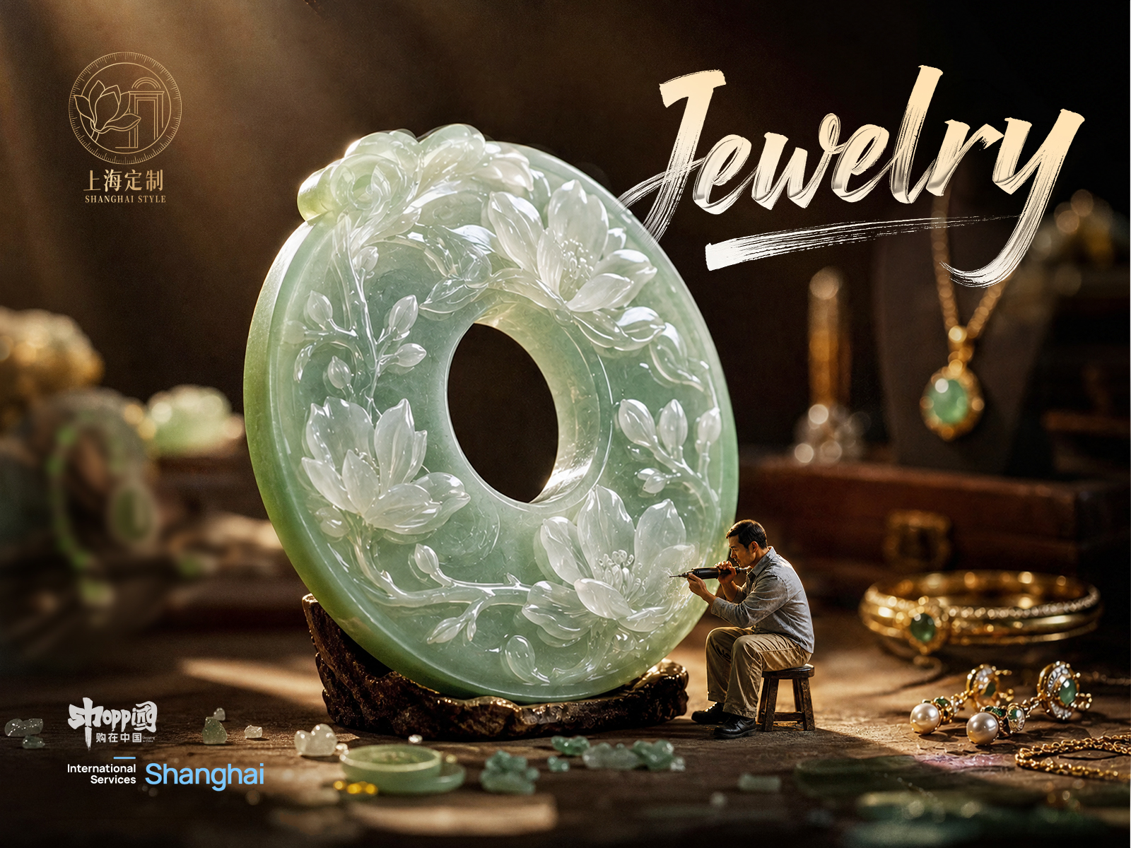 Intl Services Shanghai Facebook ad: Lustrous as jade, sparkling as diamonds, every custom…