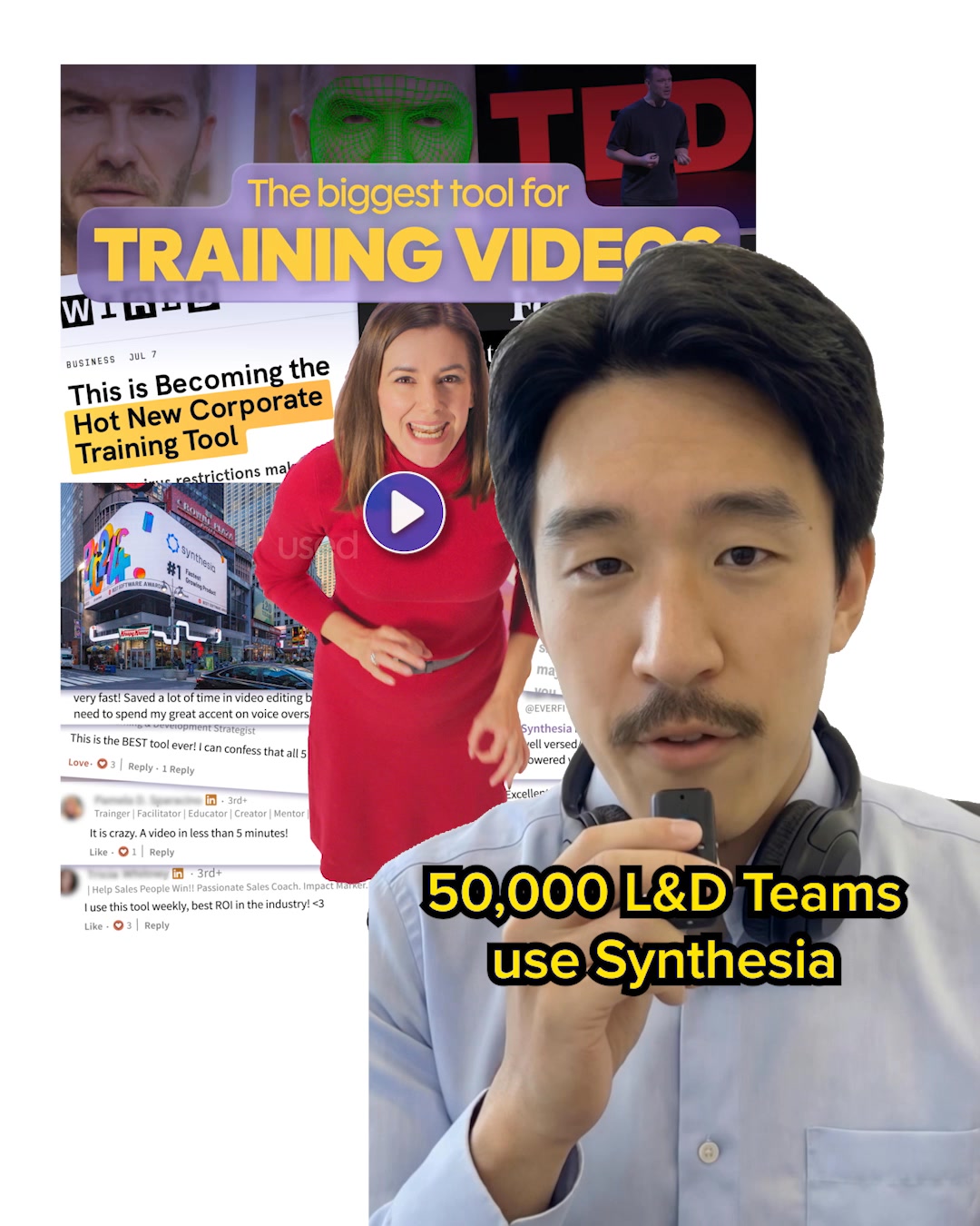 Synthesia Facebook ad: Create FREE AI video