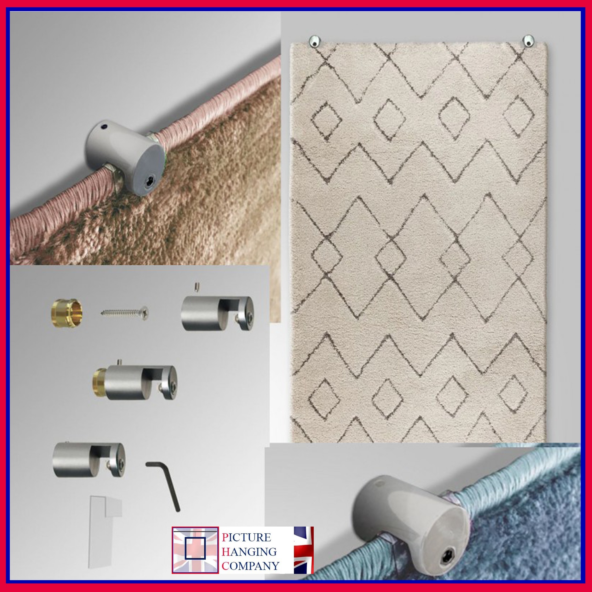 Picture Hanging Company Facebook ad: Showcase Your Textiles with Ease!