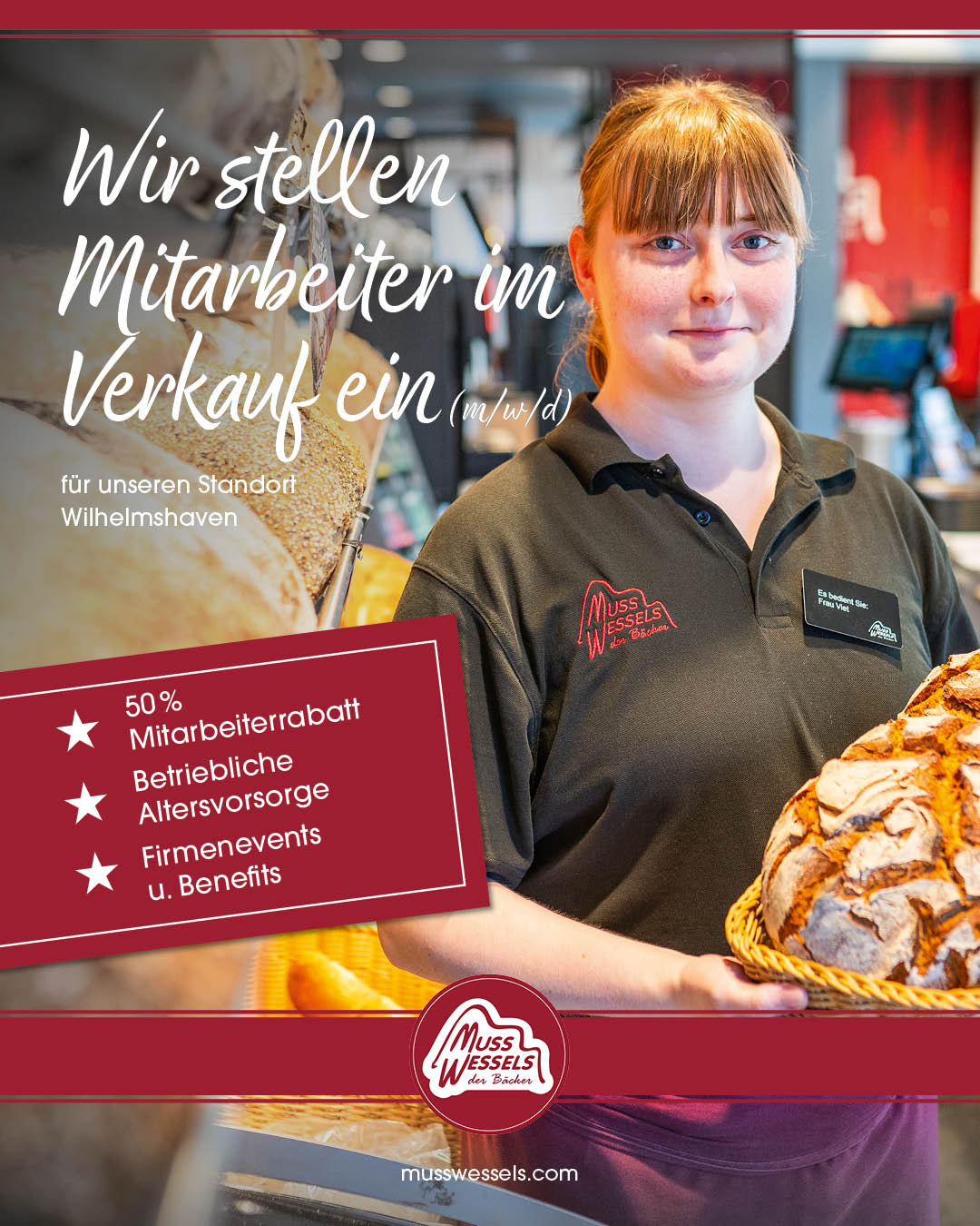 Bäckerei u. Konditorei Musswessels GmbH & Co. KG Facebook ad: Wir stellen ein!