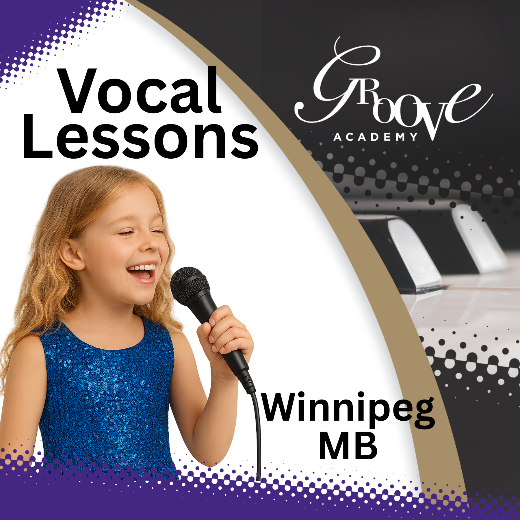 Groove Academy School of Music Facebook ad: Voice Lessons - Kids, Teens & Adults