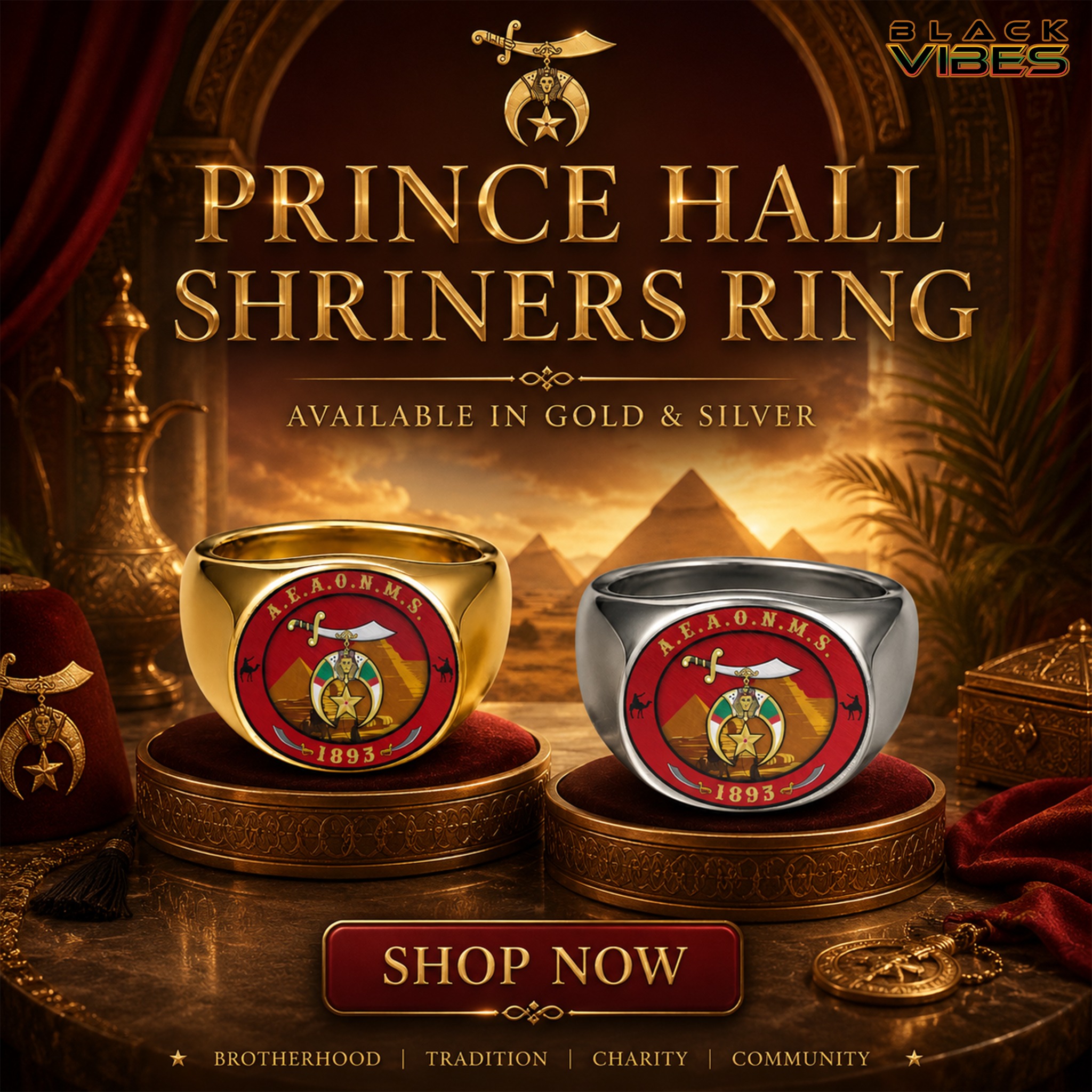 Black Vibes Facebook ad: Prince Hall Shriners Ring Nobles 1893 Shrine AEAONMS