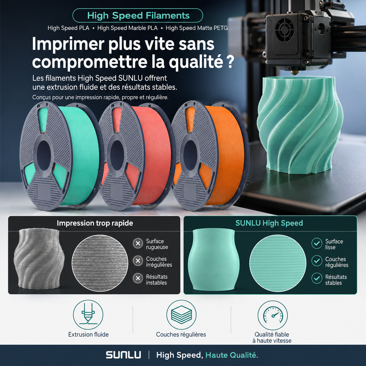 SUNLU FR Facebook ad: La haute vitesse sans compromis