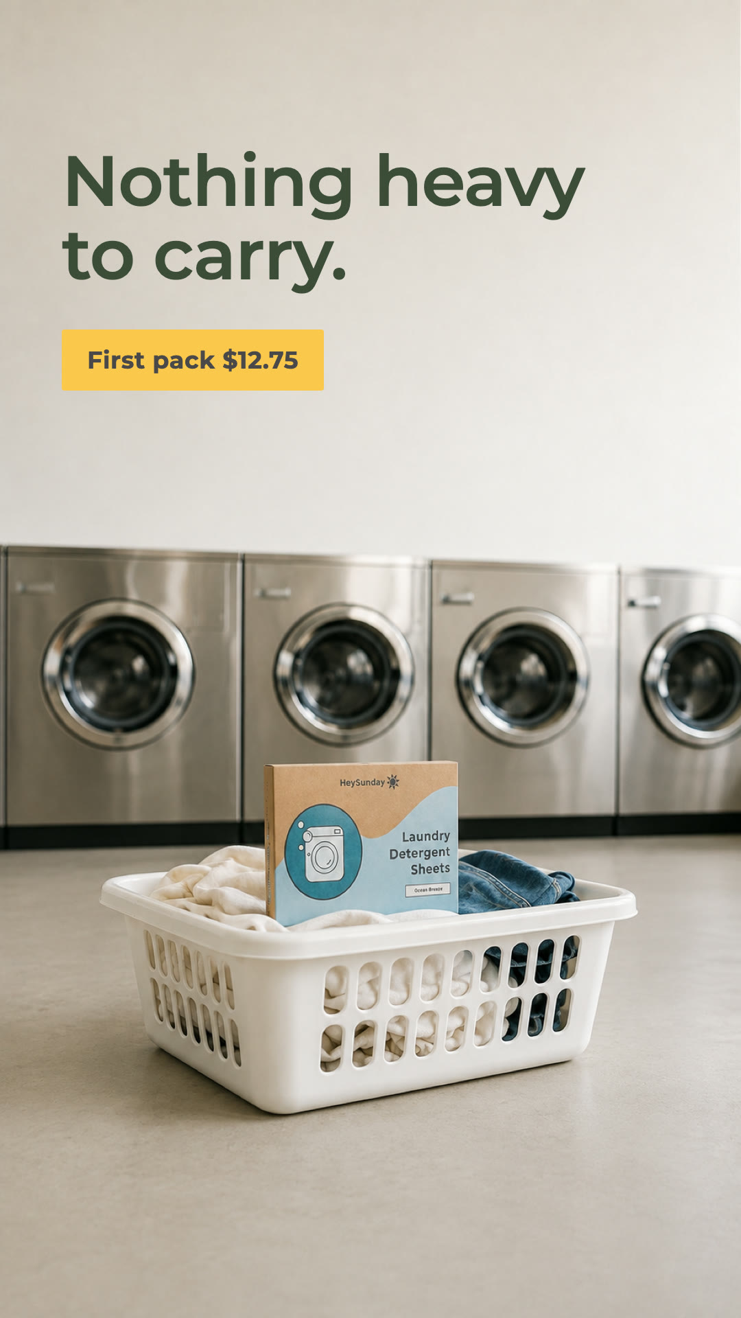HeySunday Facebook ad: Laundry Just Got a Whole Lot Greener