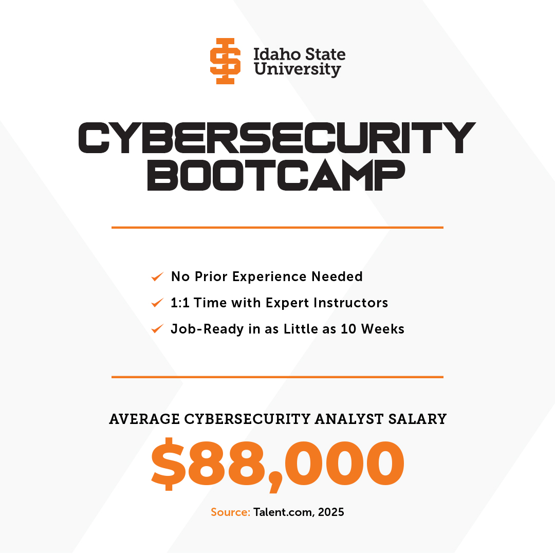 Idaho State University Bootcamps Facebook ad: Train for a Cybersecurity Career in 10-18 Weeks