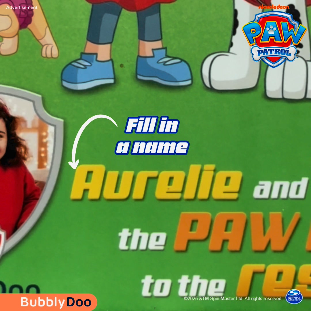 BubblyDoo Books Facebook ad: Do you also have a Paw Patrol fan at home?