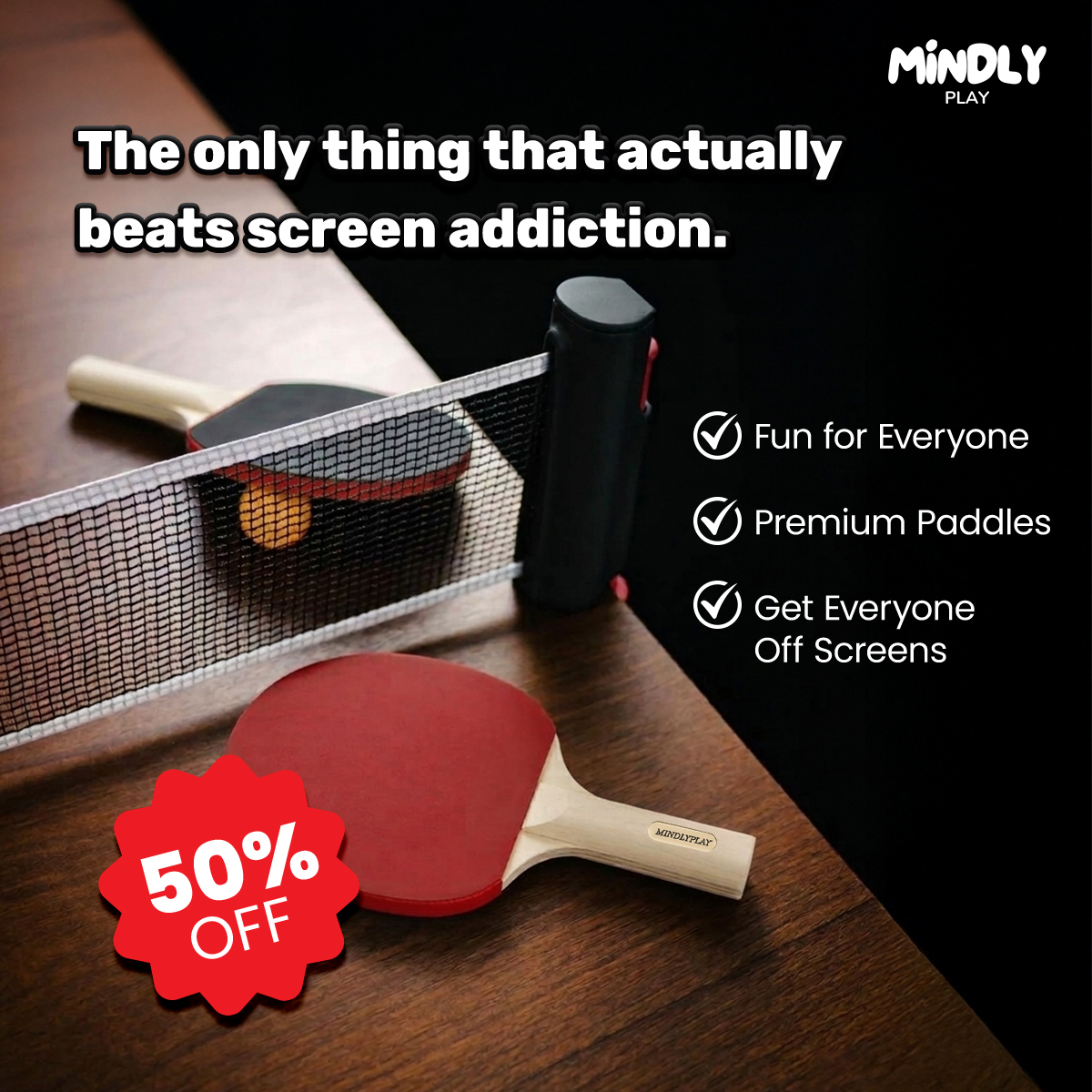 MindlyPlay Facebook ad: Keeps Kids Off Screens Anytime