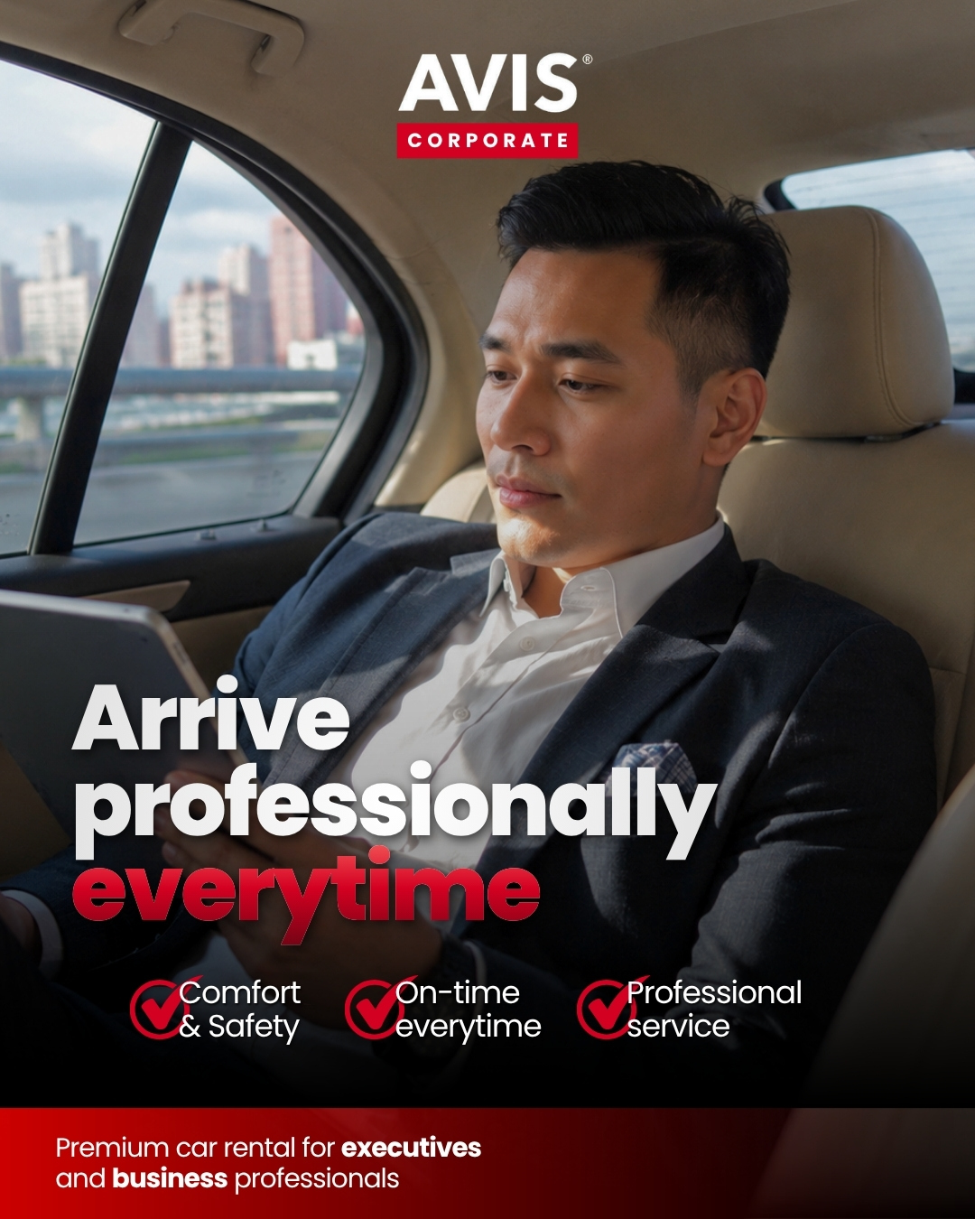 AVIS Car Rental Philippines Facebook ad: Book your corporate ride today.