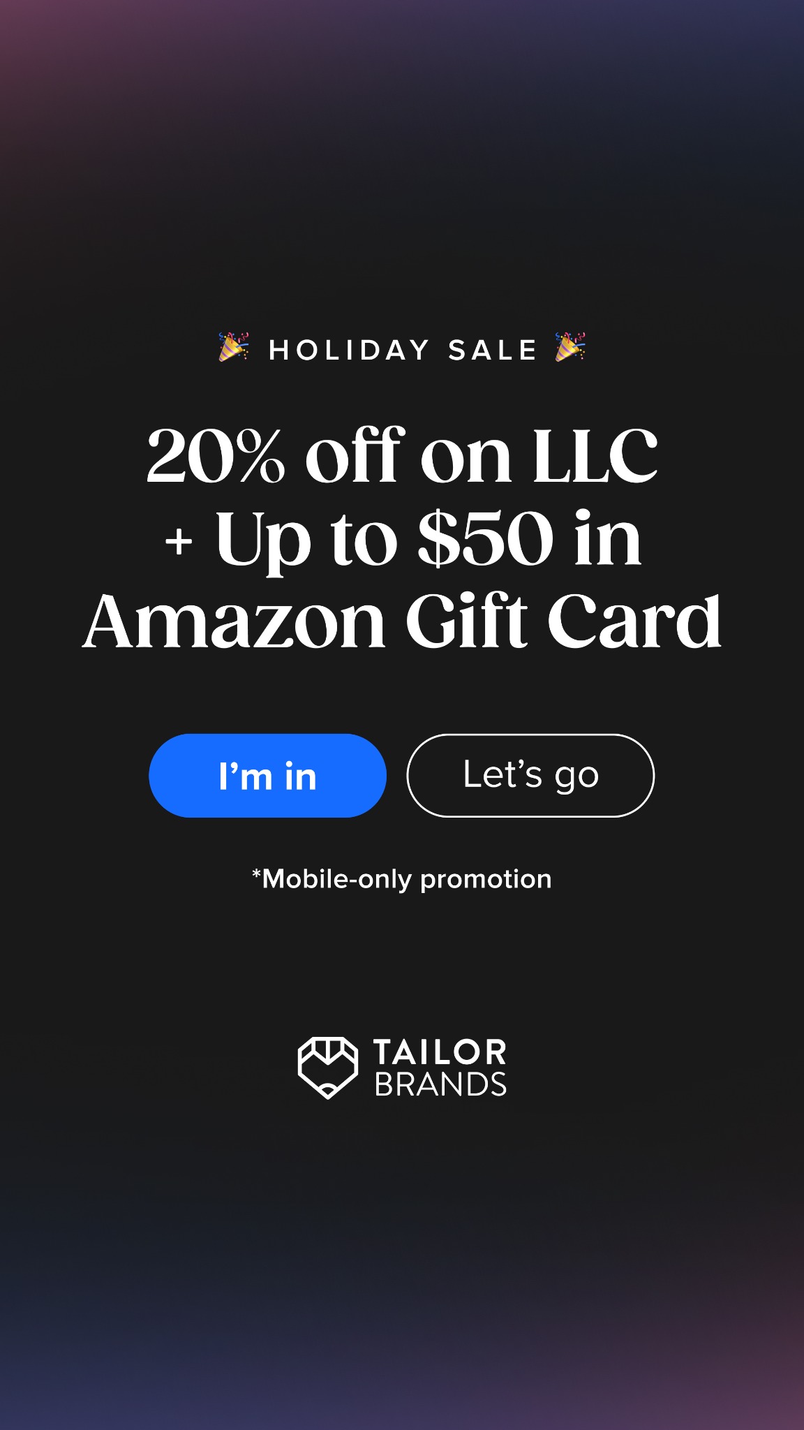 Tailor Brands Facebook ad