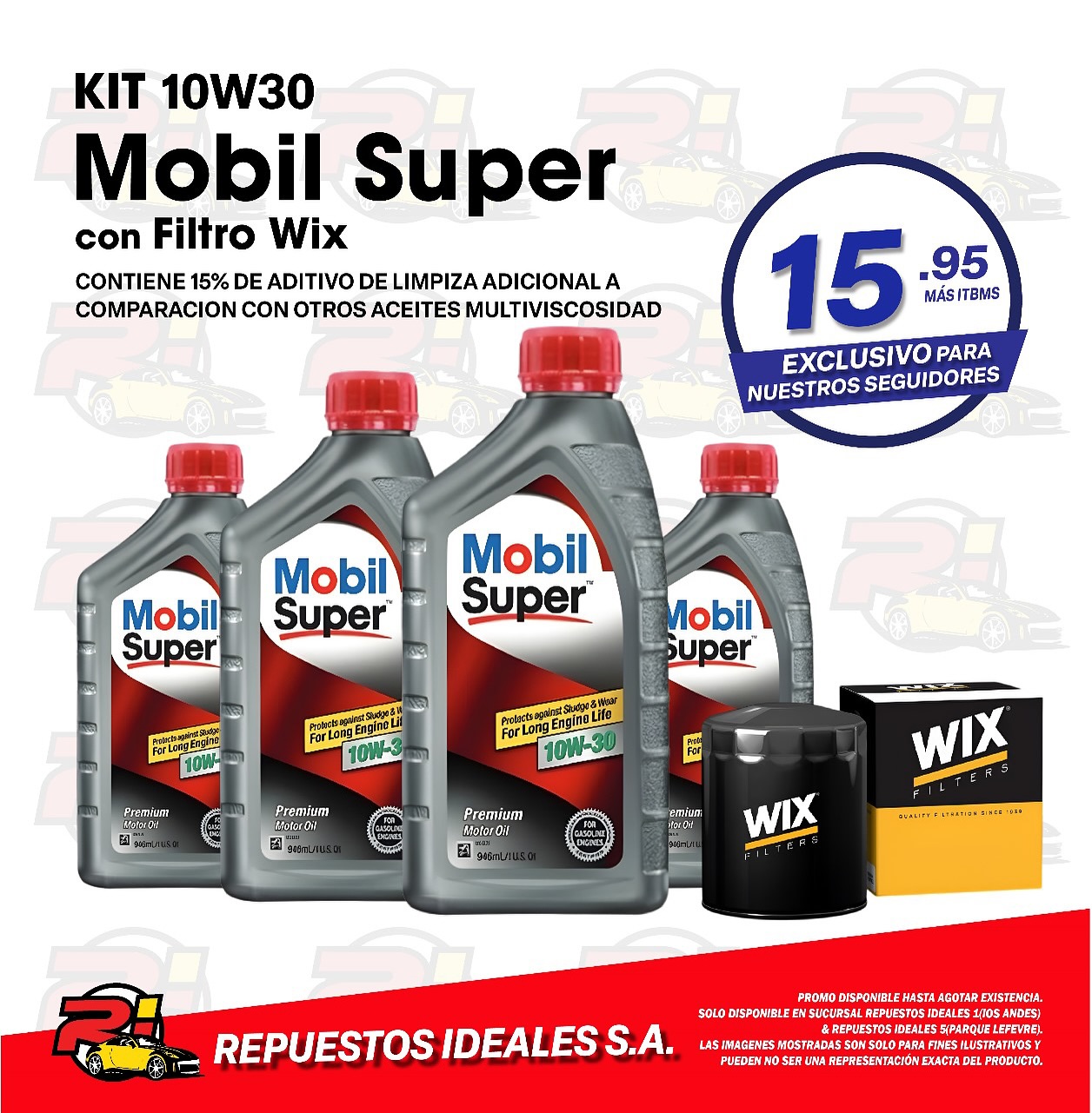 Repuestos Ideales Facebook ad: PROMO MOBIL SUPER 4QT 10W30 +1 FILTRO DE…