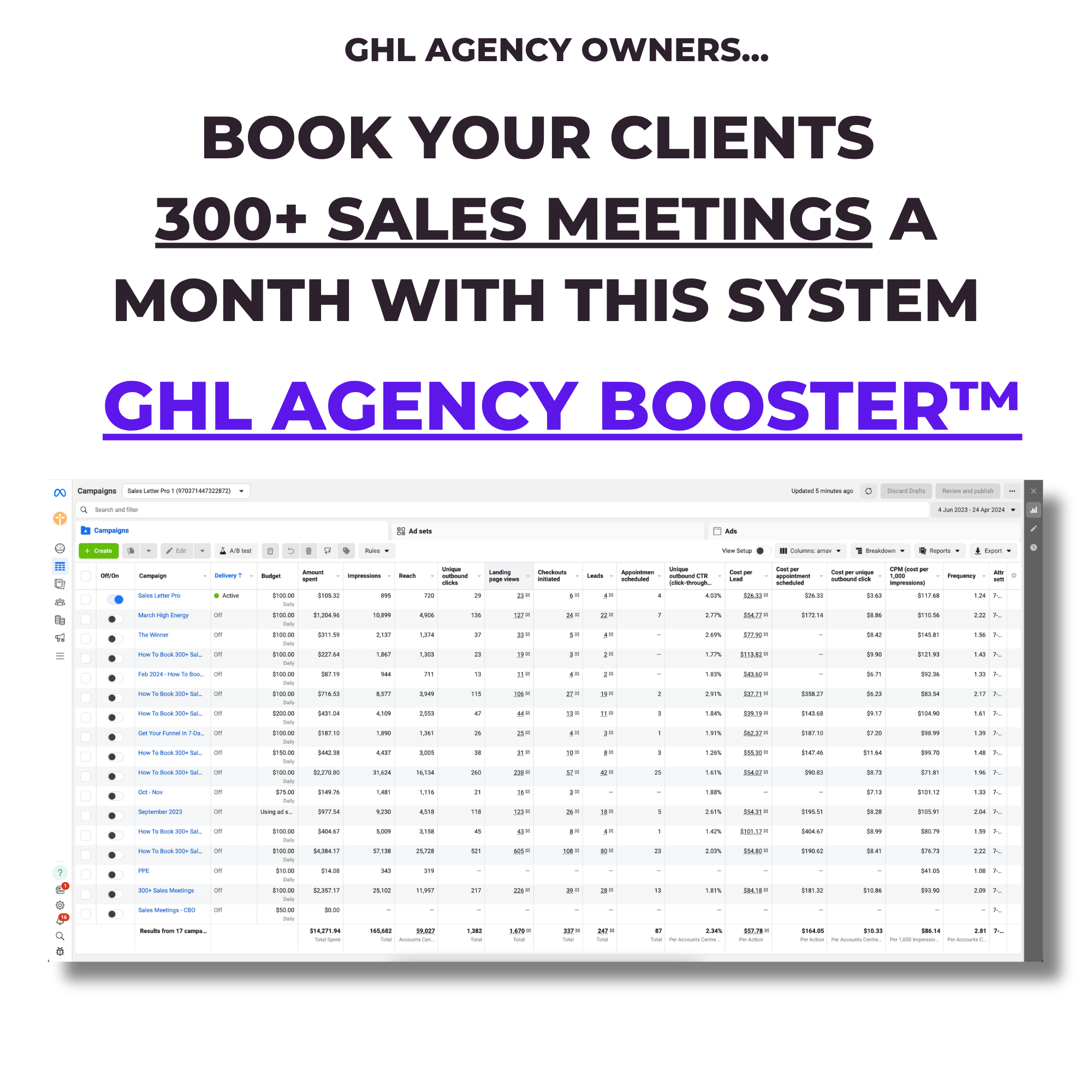 Syncom Media Facebook ad: Book 300+ Sales Meetings with 1 Sales Letter
