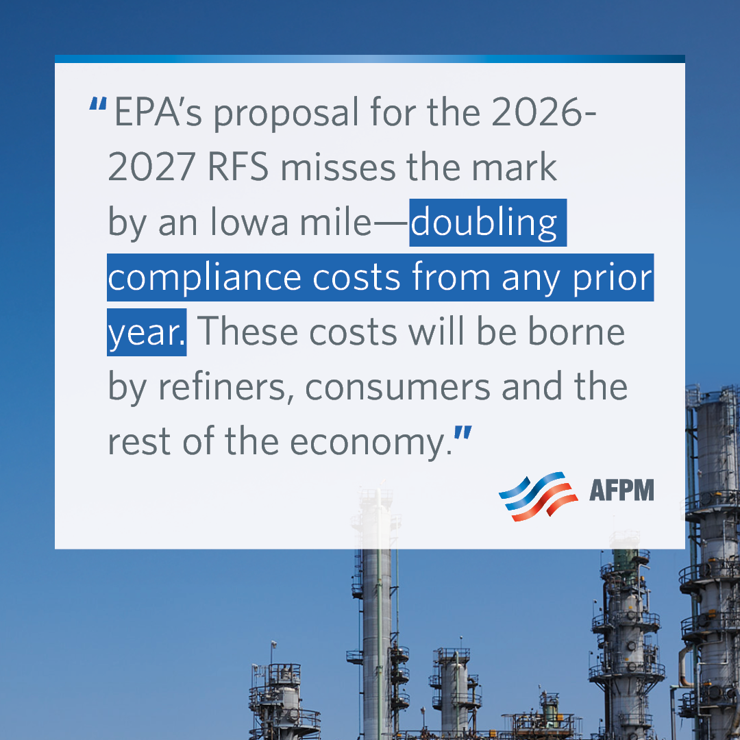 AFPM Facebook ad: The EPA's 2026-2027 Renewable Fuel Standard misses the mark.