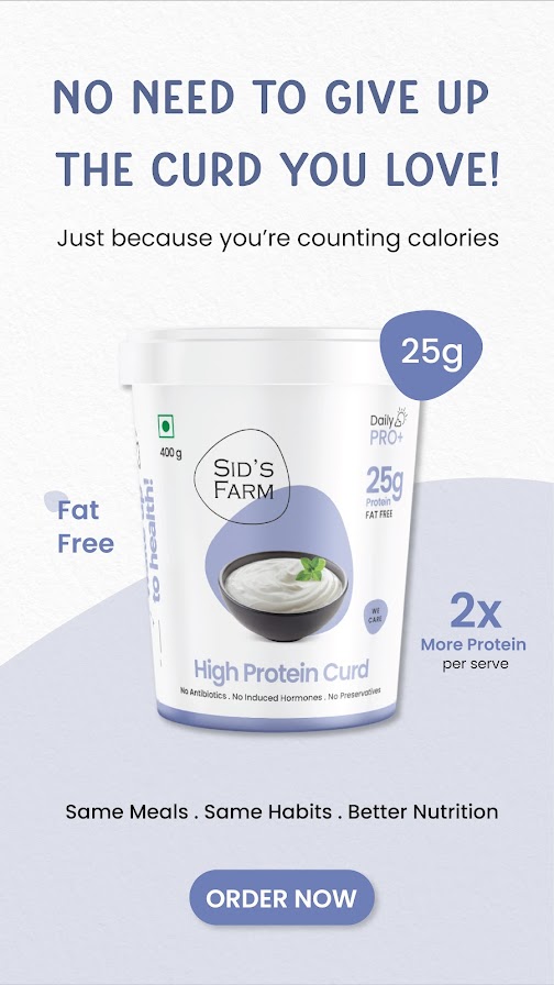 Sid's Farm Facebook ad: 25g Protein in Every Cup. Power Up Your Day.