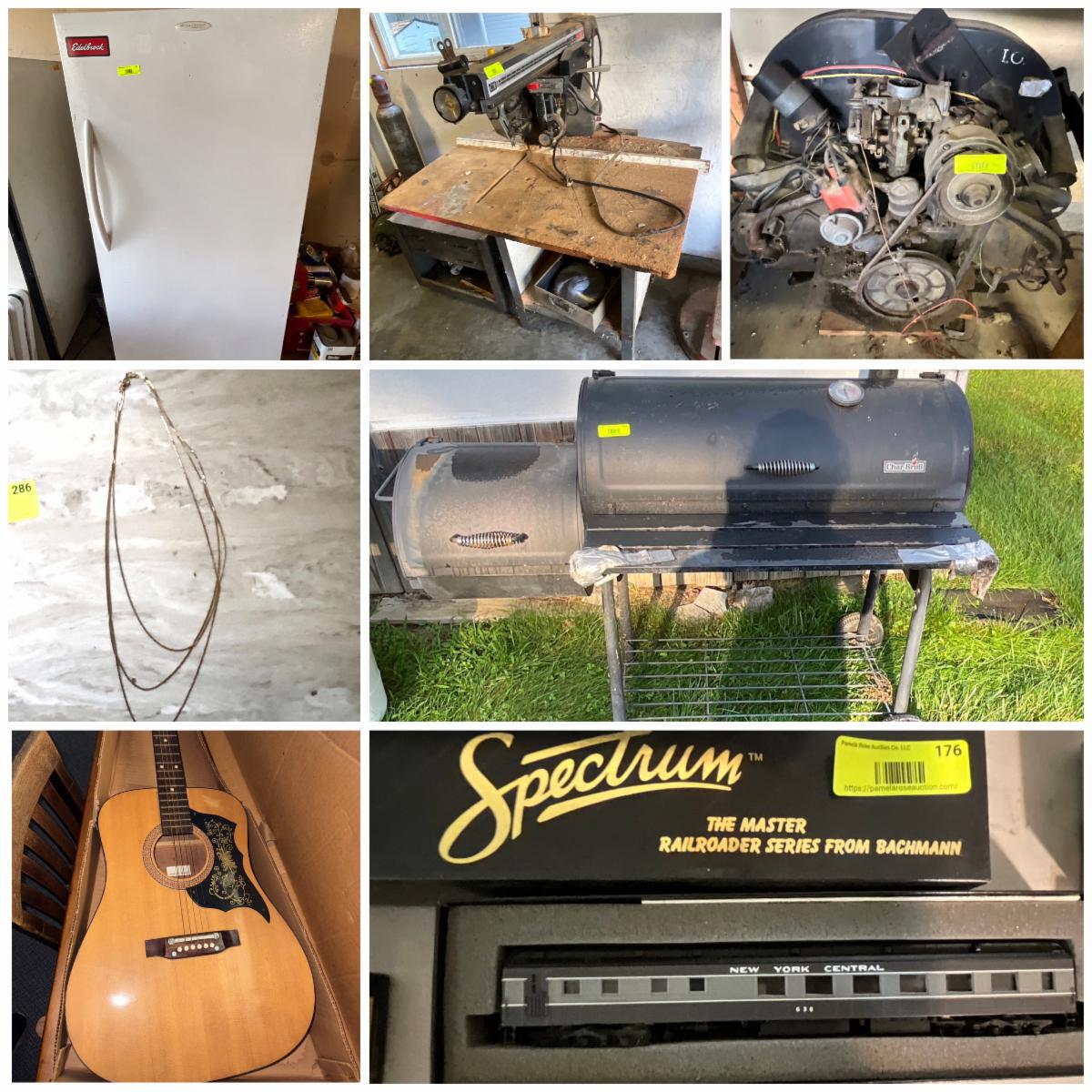 Pamela Rose Auction Company, LLC Facebook ad: Jewelry, Vehicle Engines/Parts, Tools, Furniture