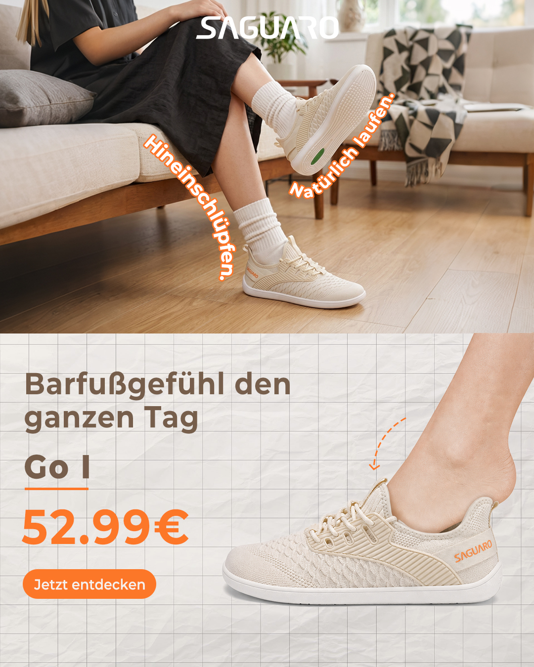 Saguaro De Facebook ad: Schuhe, die man nicht schnüren muss