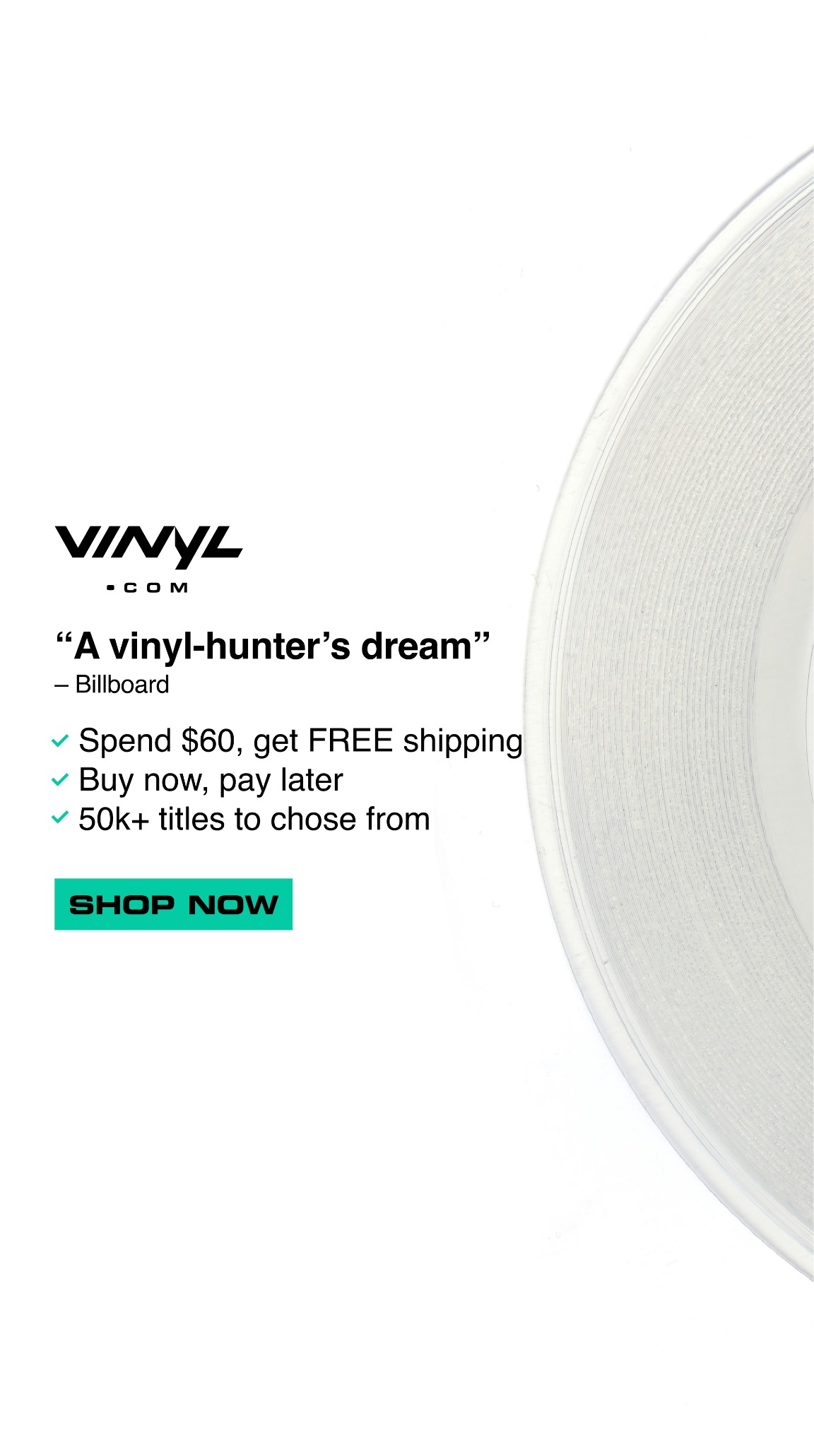 Vinyl.com Facebook ad: Vinyl Records For All Occasions