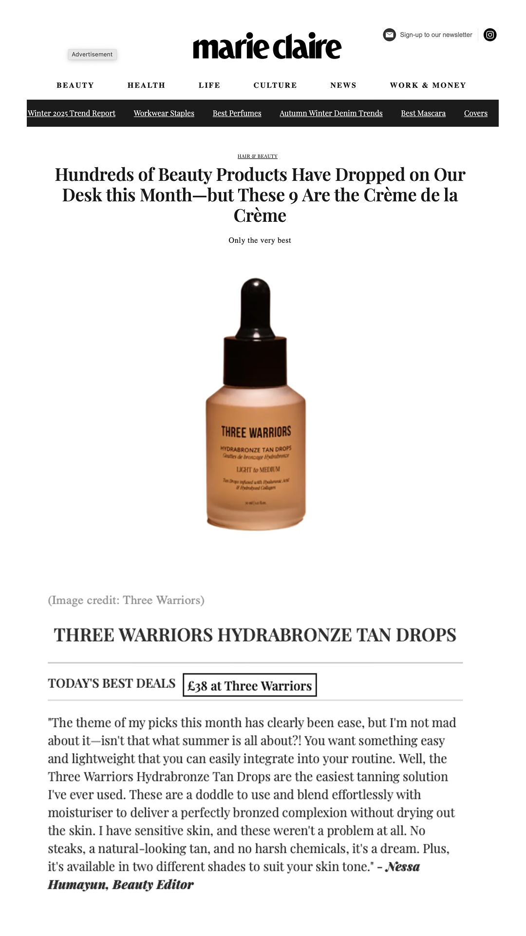 Three Warriors Facebook ad