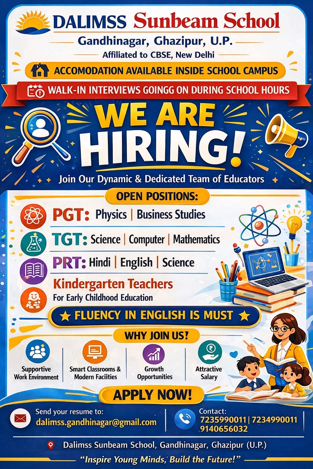 Harsh Rai Facebook ad: ** WE ARE HIRING | DALIMSS SUNBEAM SCHOOL…