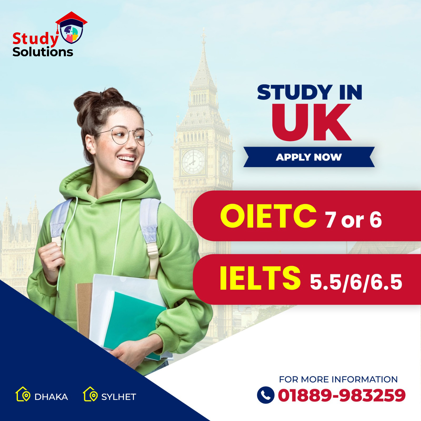 Study Solutions Ltd Facebook ad: ৩ দিনে Offer Letter | Apply with OIETC-7/6 or IELTS-6