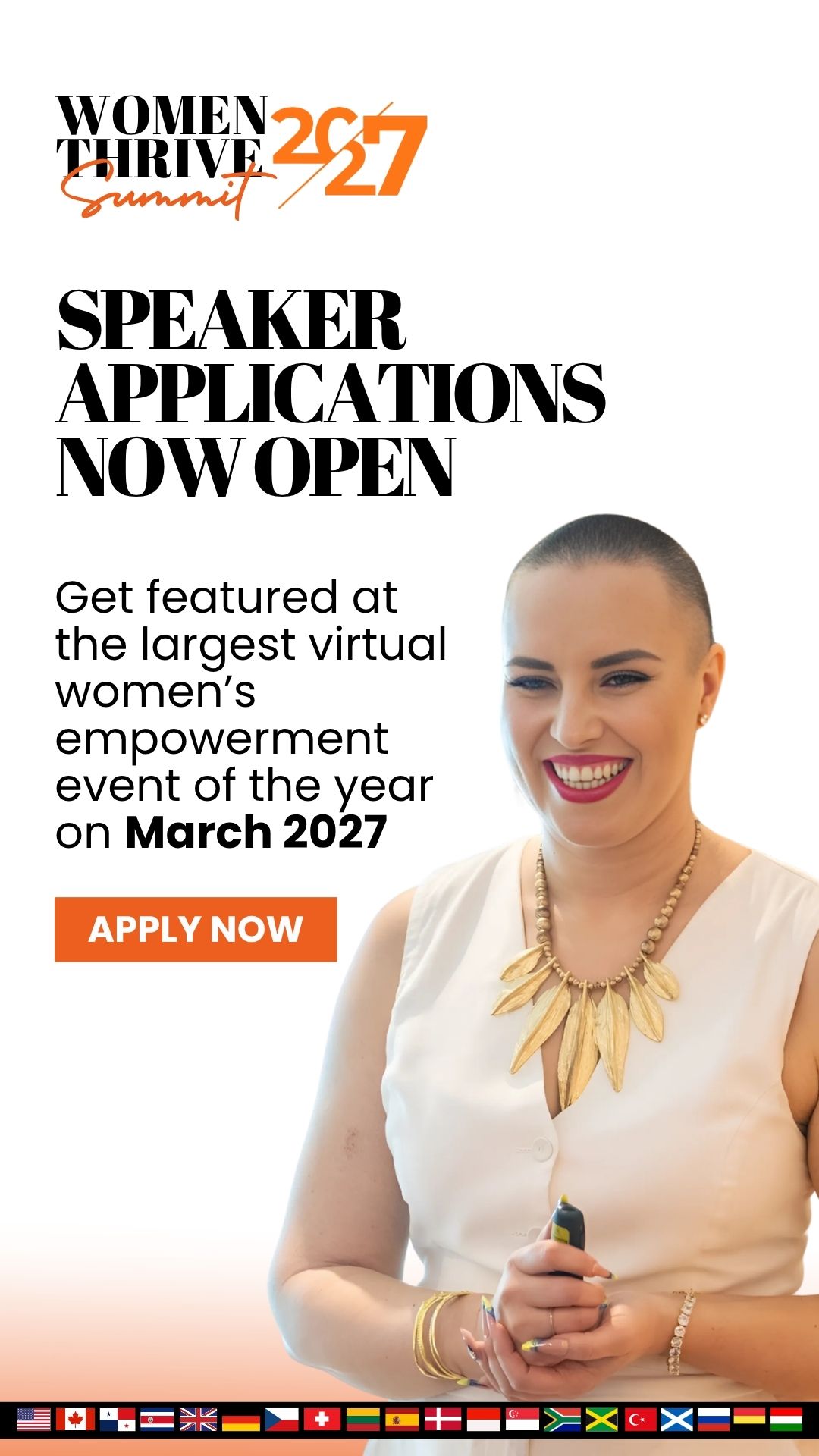Women Thrive Media Facebook ad: Apply to Speak at Women Thrive Summit