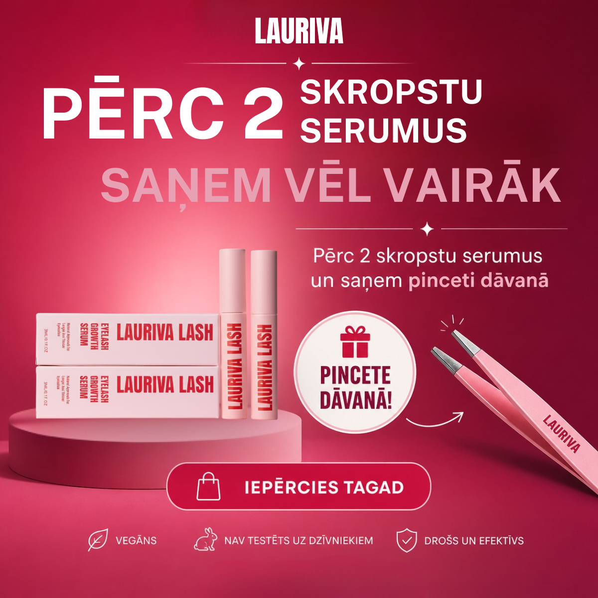 Lauriva Cosmetics Facebook ad: Saņem bezmaksas dāvanu