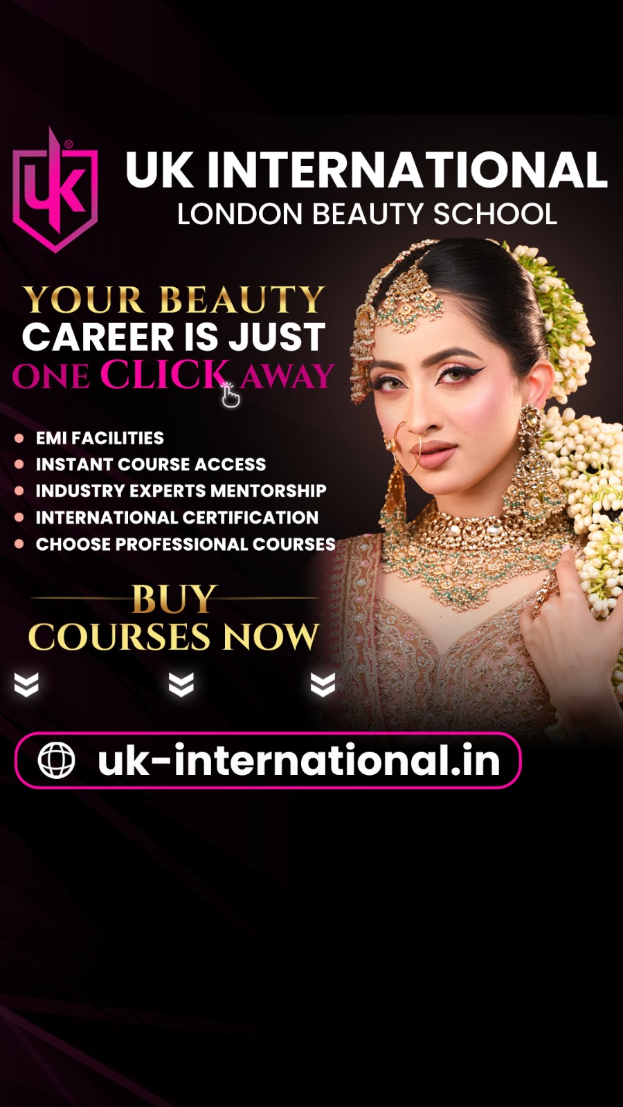 UK International London Beauty School Facebook ad from Mar 4, 2026