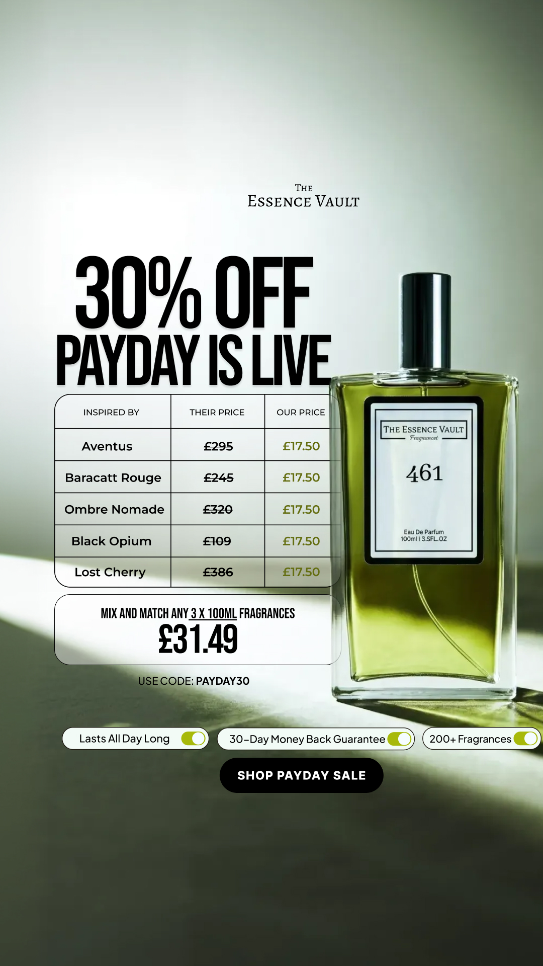 The Essence Vault Facebook ad