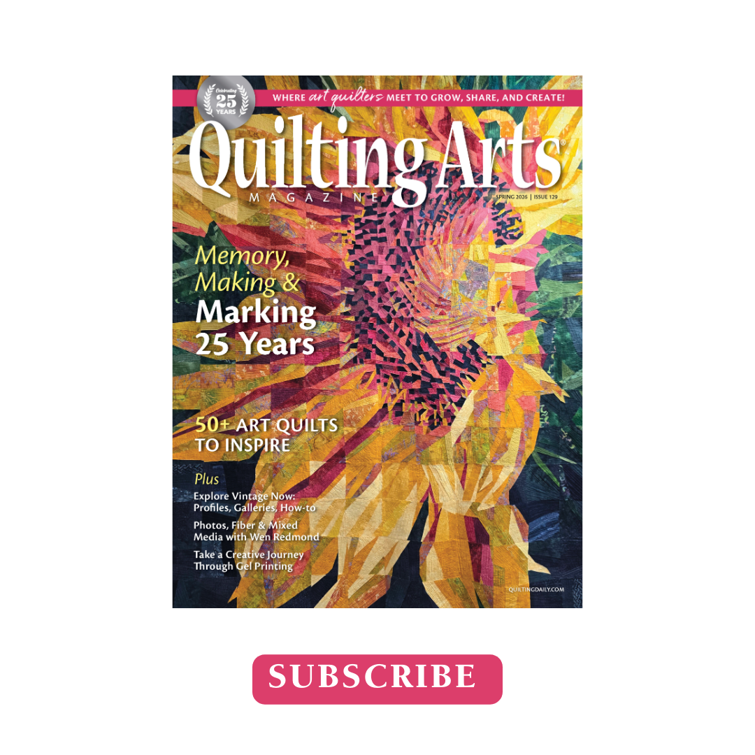Quilting Arts Facebook ad: Fabric into Art.
