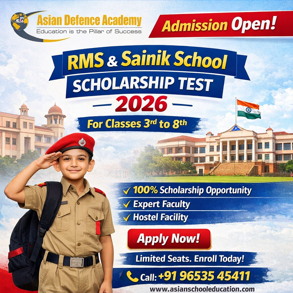Asian Defence Academy Facebook ad: RMS & Sainik School Scholarship Test