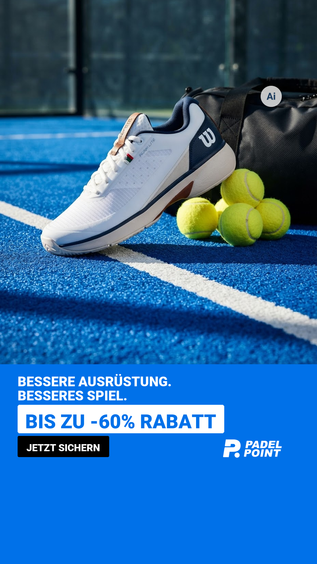 Padelpointofficial Facebook ad: Dein neues Padel Equipment