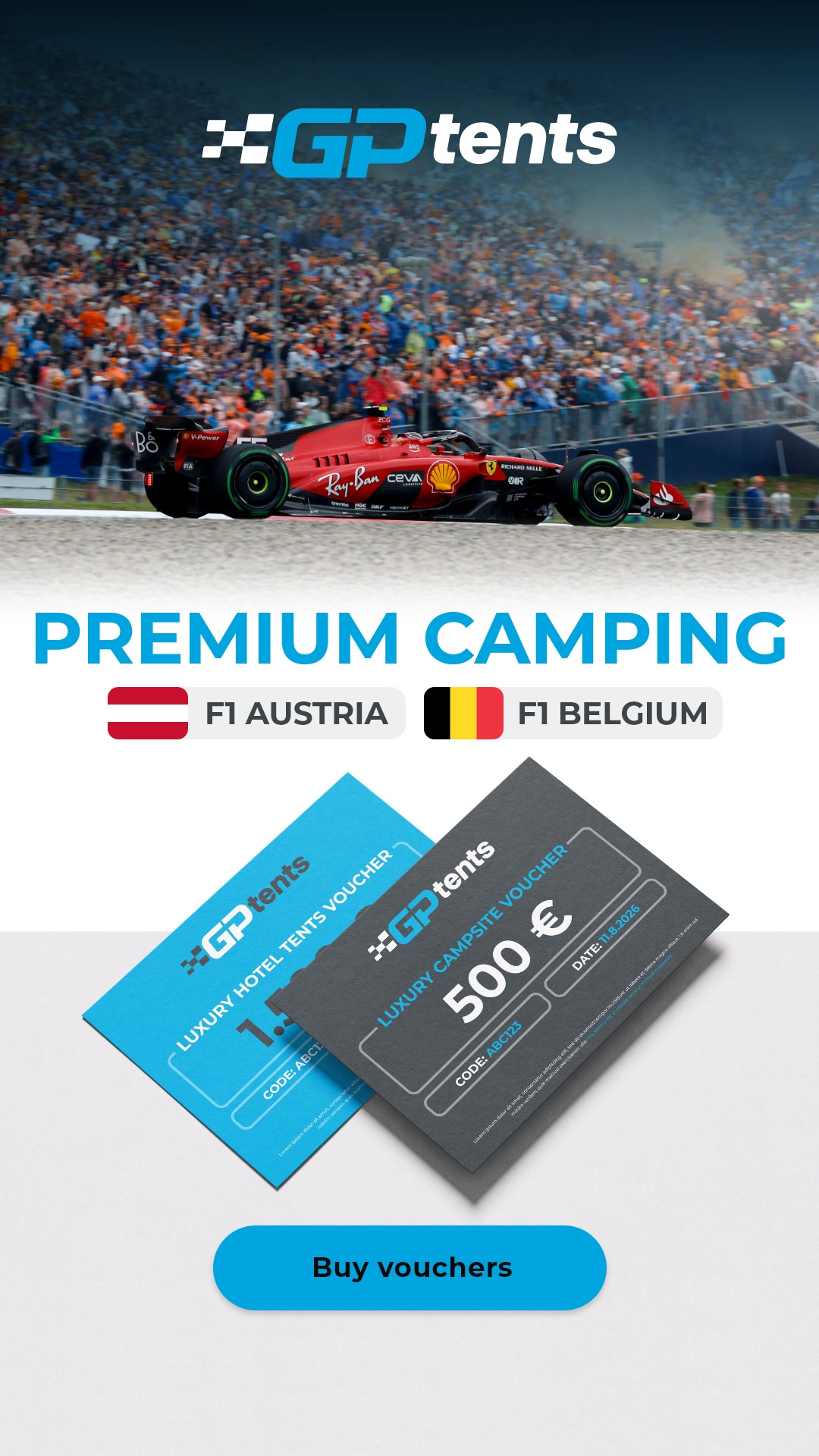 GPtents Facebook ad: Use code EARLY100GP for €100 OFF.