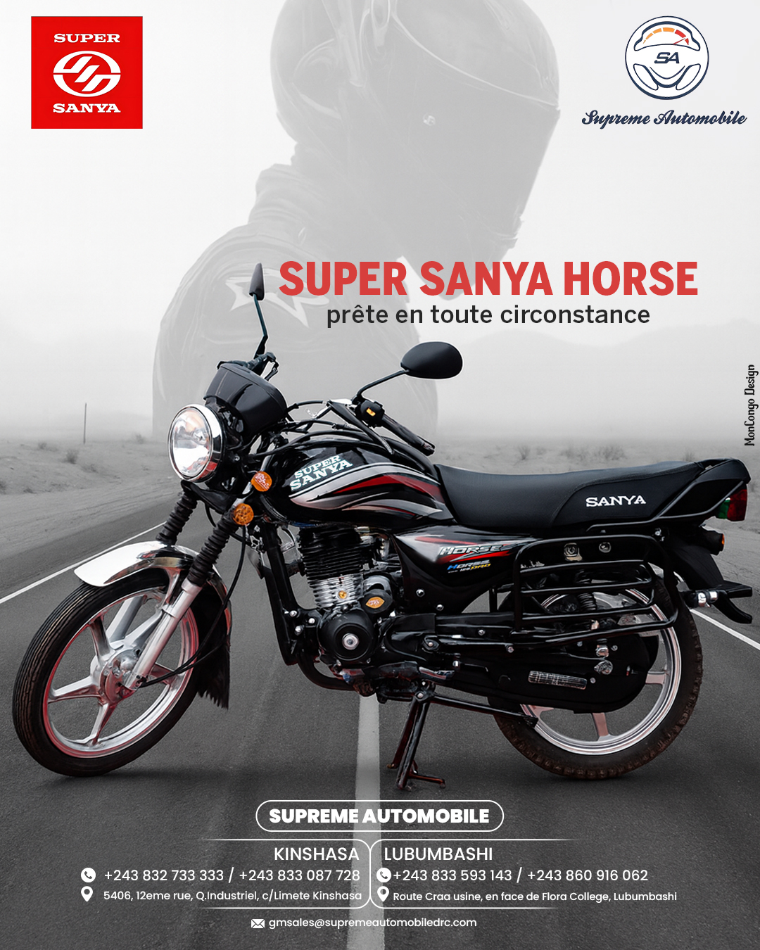 Supreme Automobile RDC Facebook ad: La Super Sanya Horse arrive chez Supreme Automobile…