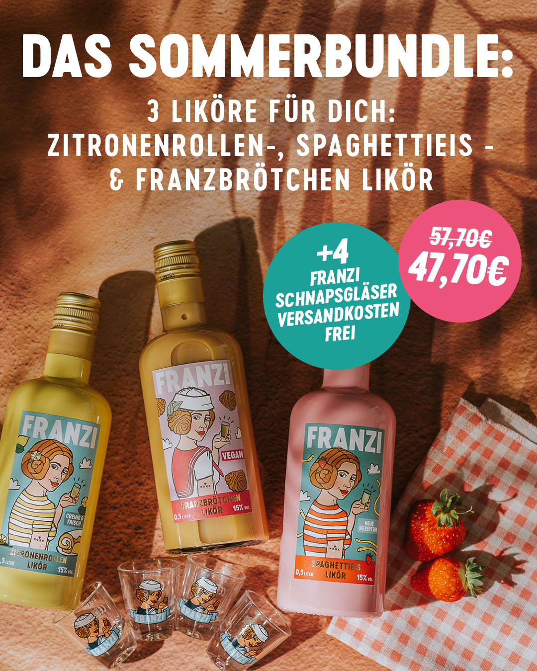 franzi.franzbroetchenlikoer Facebook ad: Das FRANZI Vegan Sommer Bundle