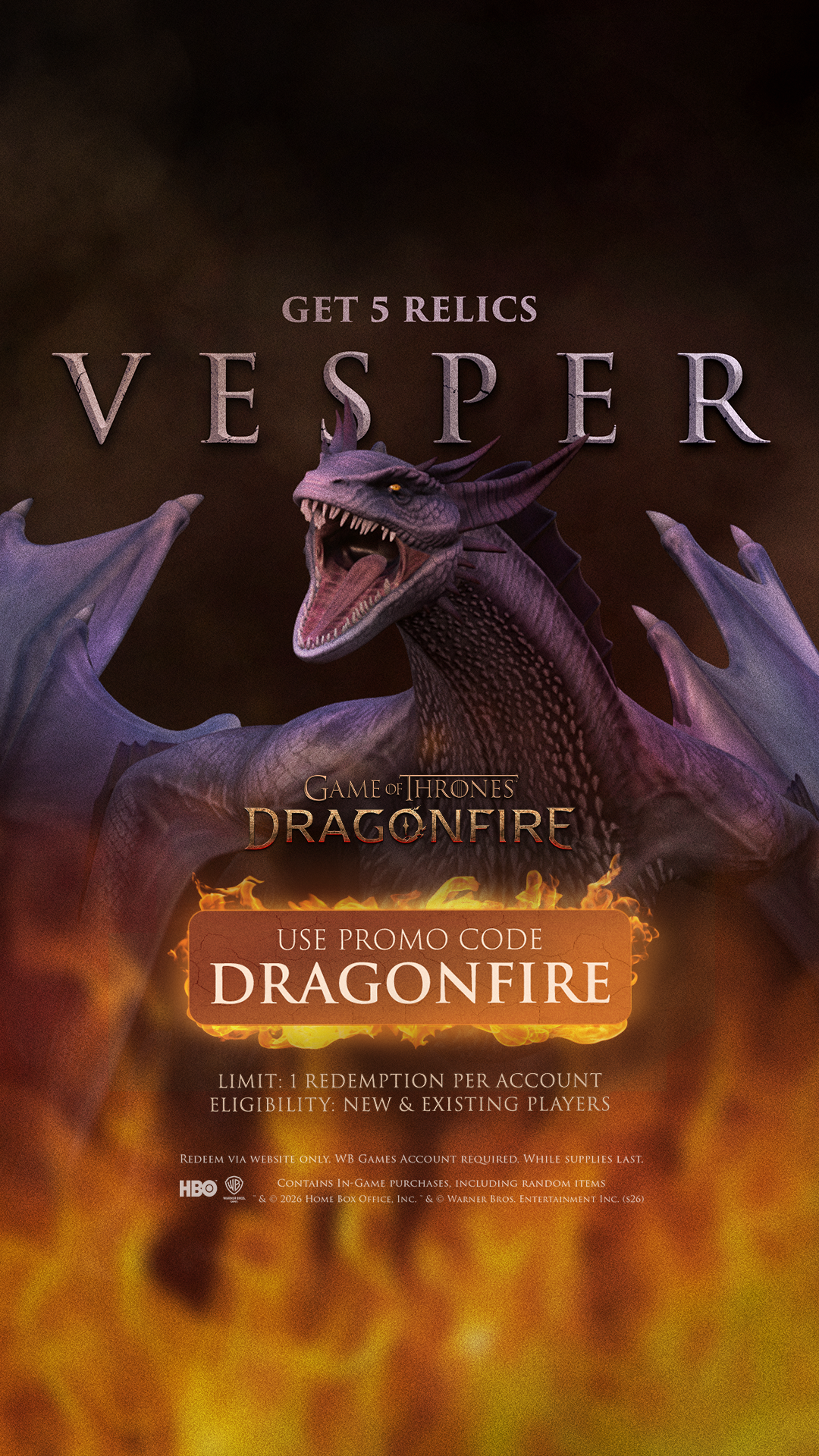 Game of Thrones: Dragonfire Facebook ad