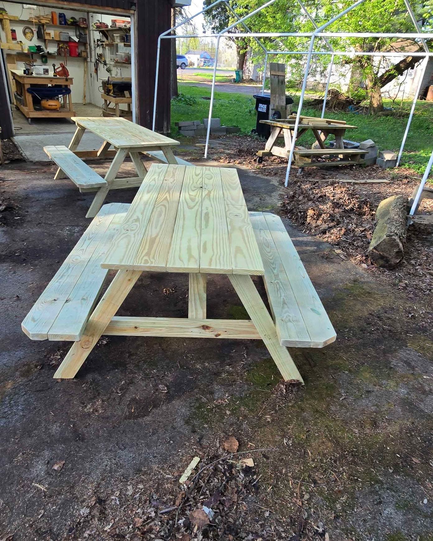 Gregory Jones Facebook ad: Beautiful Pressure treated picnic tables delivered to you!