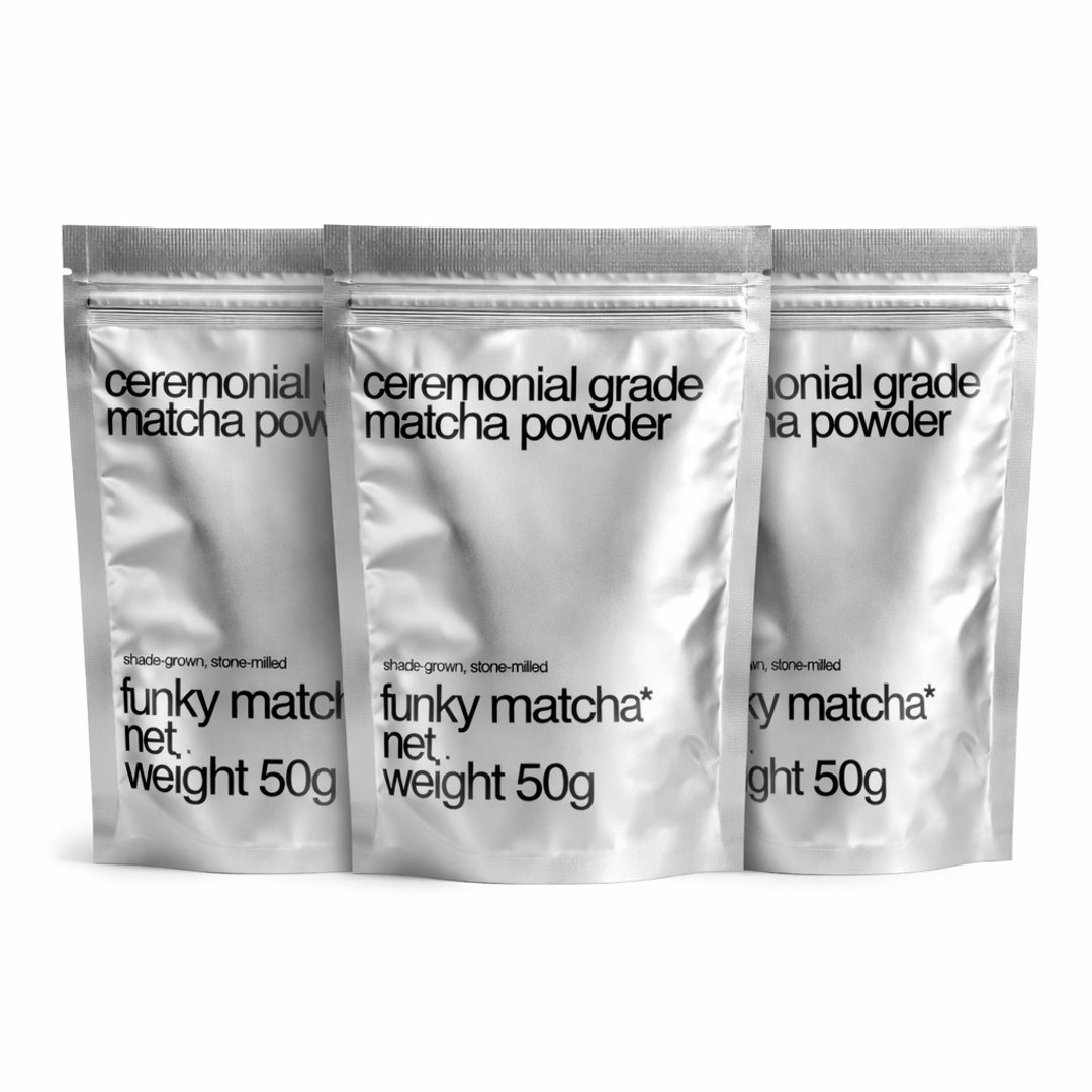 Funky matcha Facebook ad: Your daily matcha ritual, without the daily café…