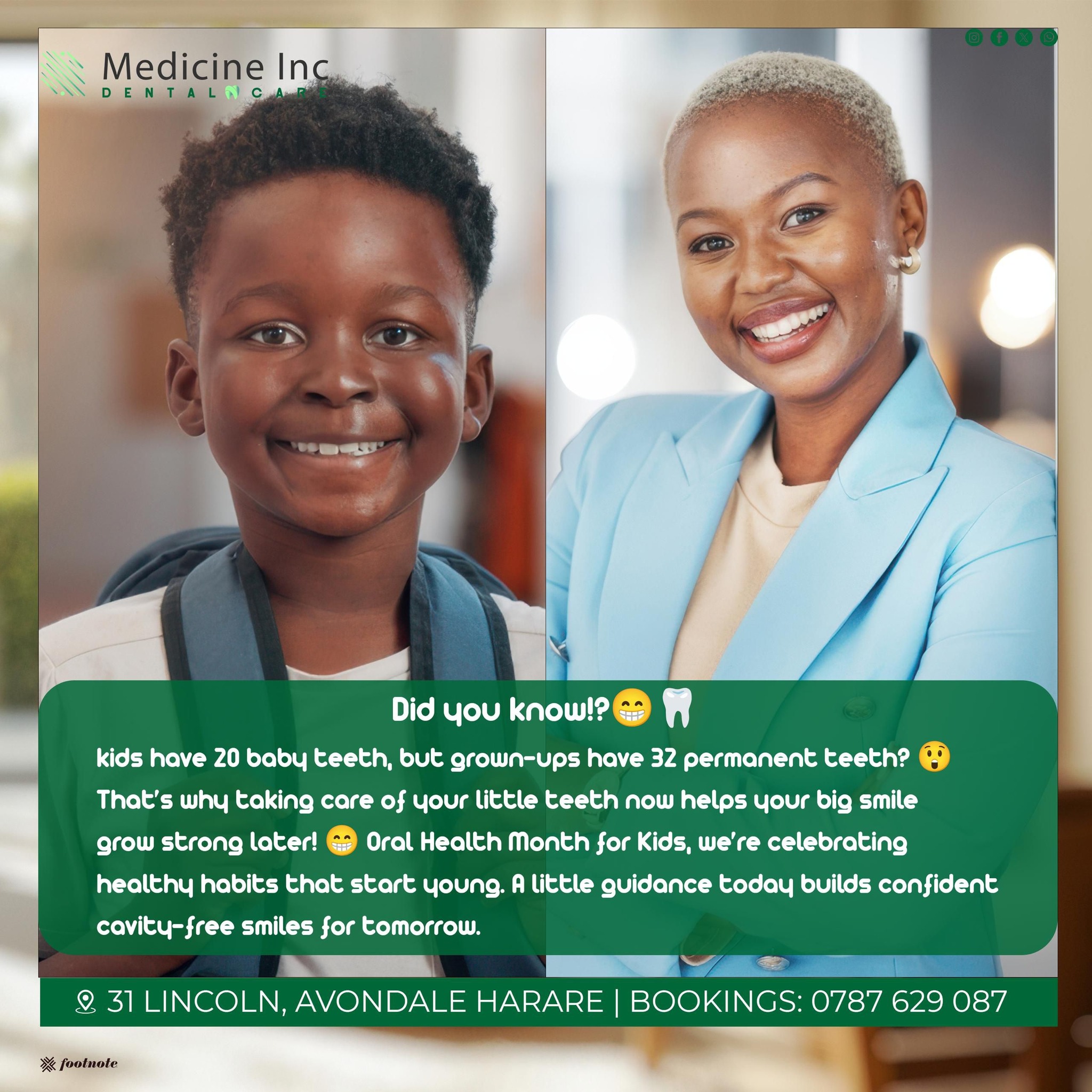 Medicine Inc Dental Care Facebook ad: Sweet smiles start with healthy Teeth.book your little…