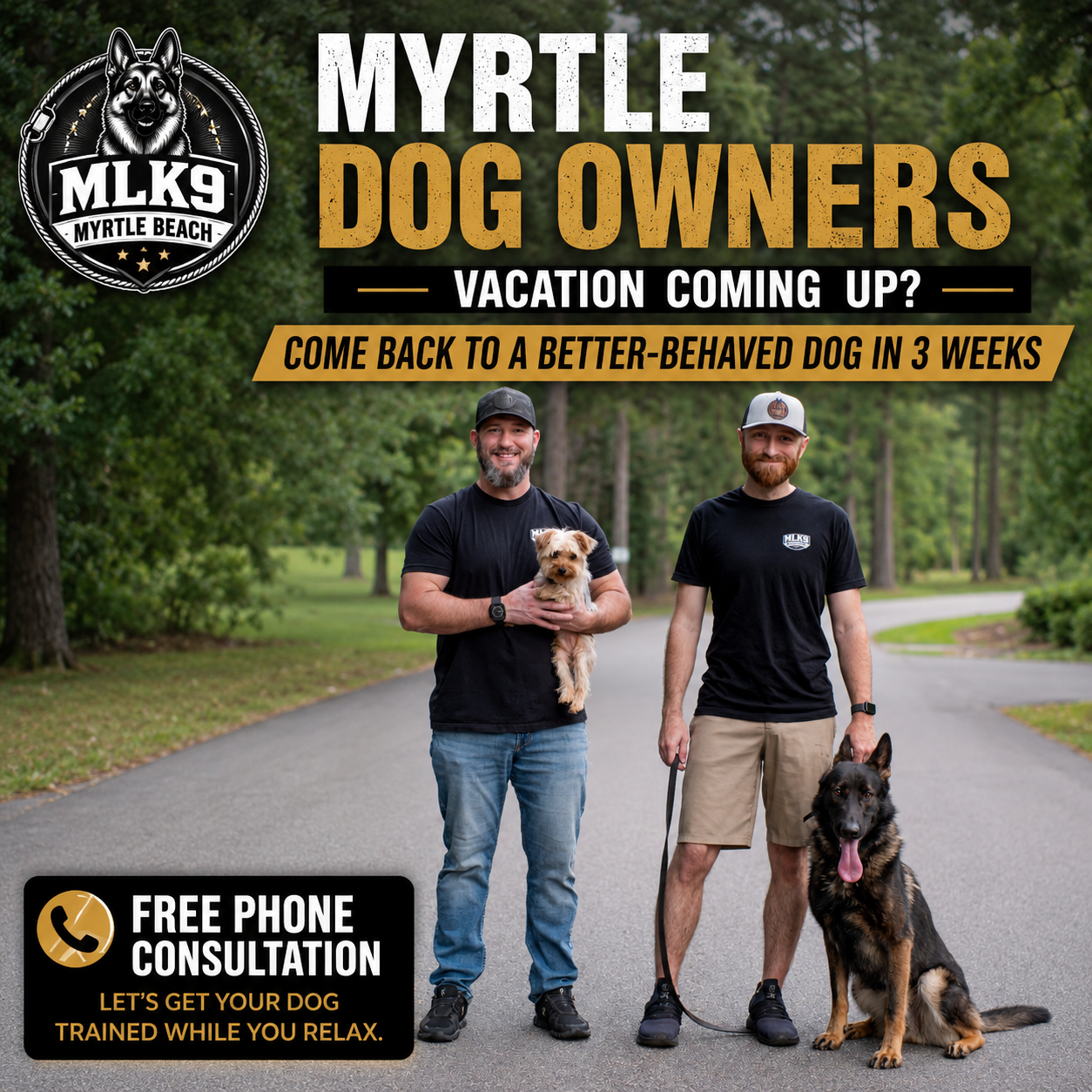 MLK9 Myrtle Beach Facebook ad: Free Dog Training Consult