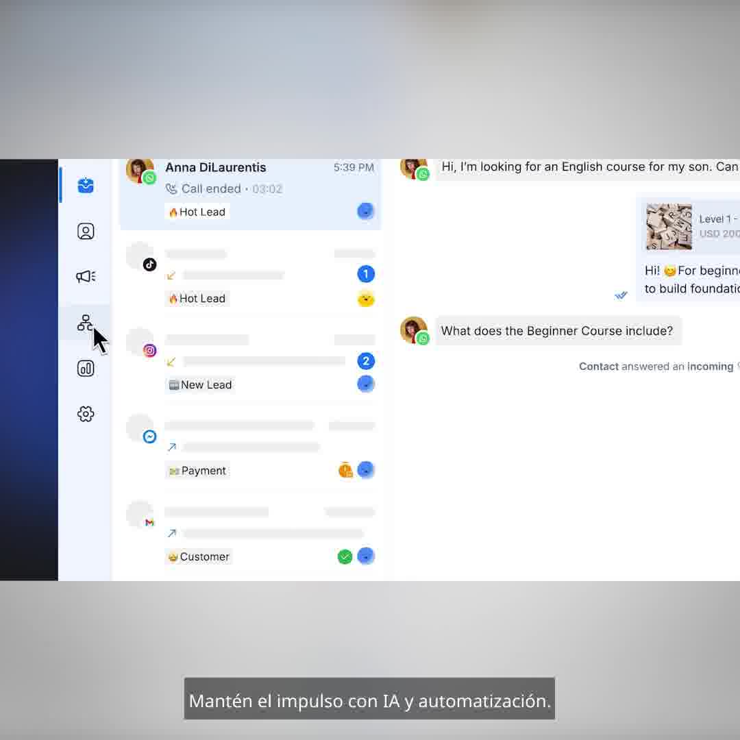 respond.io Facebook ad: Convierte chats en clientes: todo en una sola plataforma