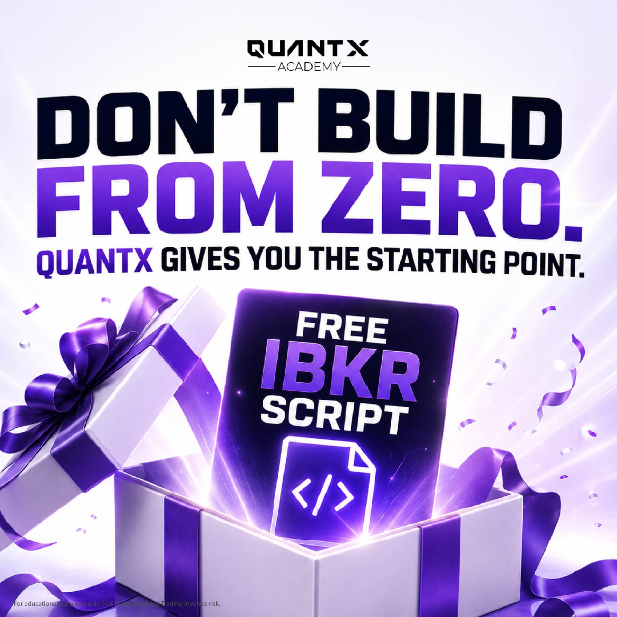 QuantX Academy Facebook ad: Start Quant Trading Today.