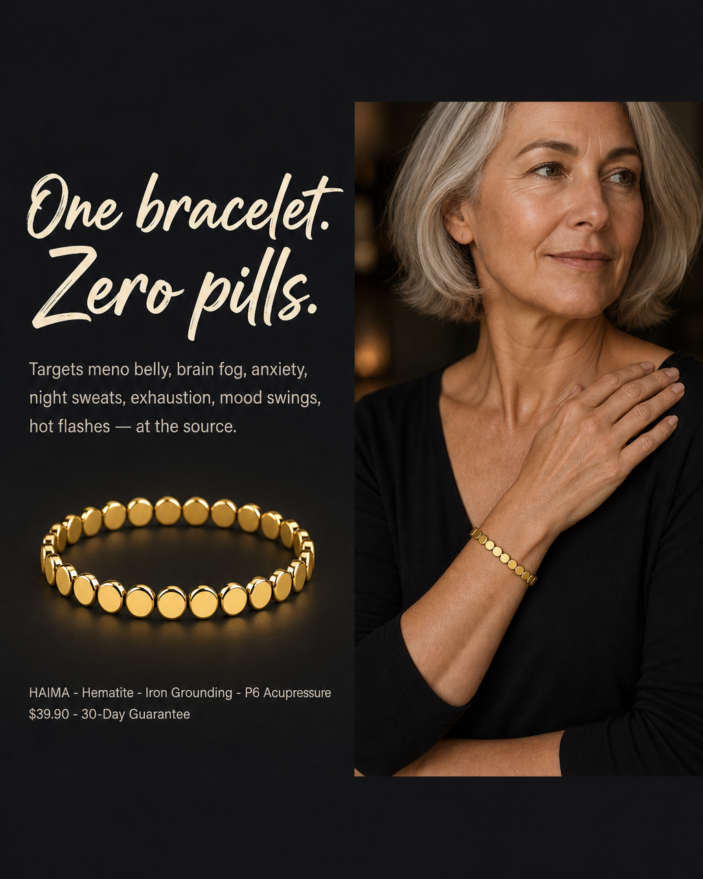 Haima Facebook ad: Haima Hematite Bracelet | Your Natural Menopause Solution