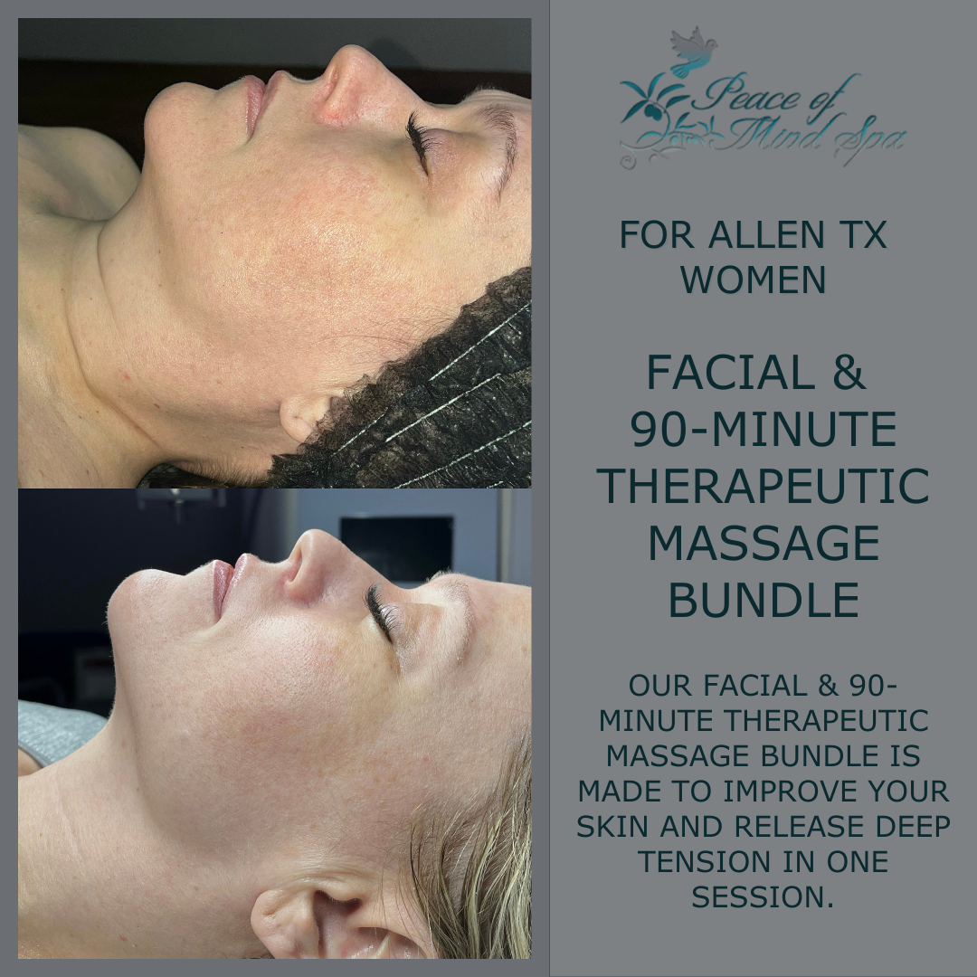 Peace of Mind Spa Facebook ad: Facial & 90-Minute Therapeutic Massage Bundle