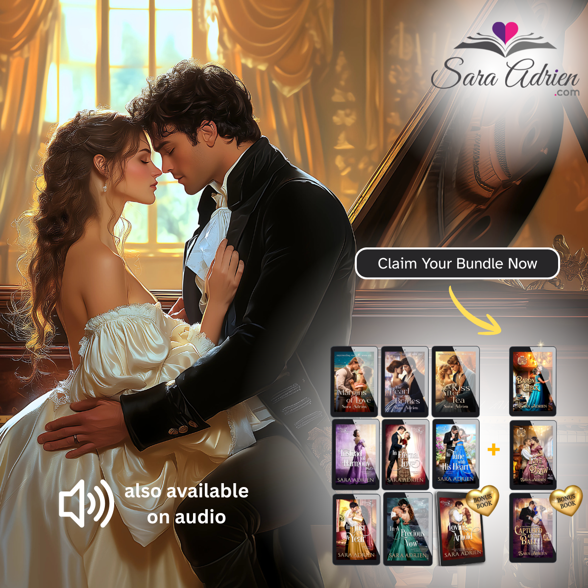 Author Sara Adrien Facebook ad: Steamy Romance. Breathtaking Adventure.